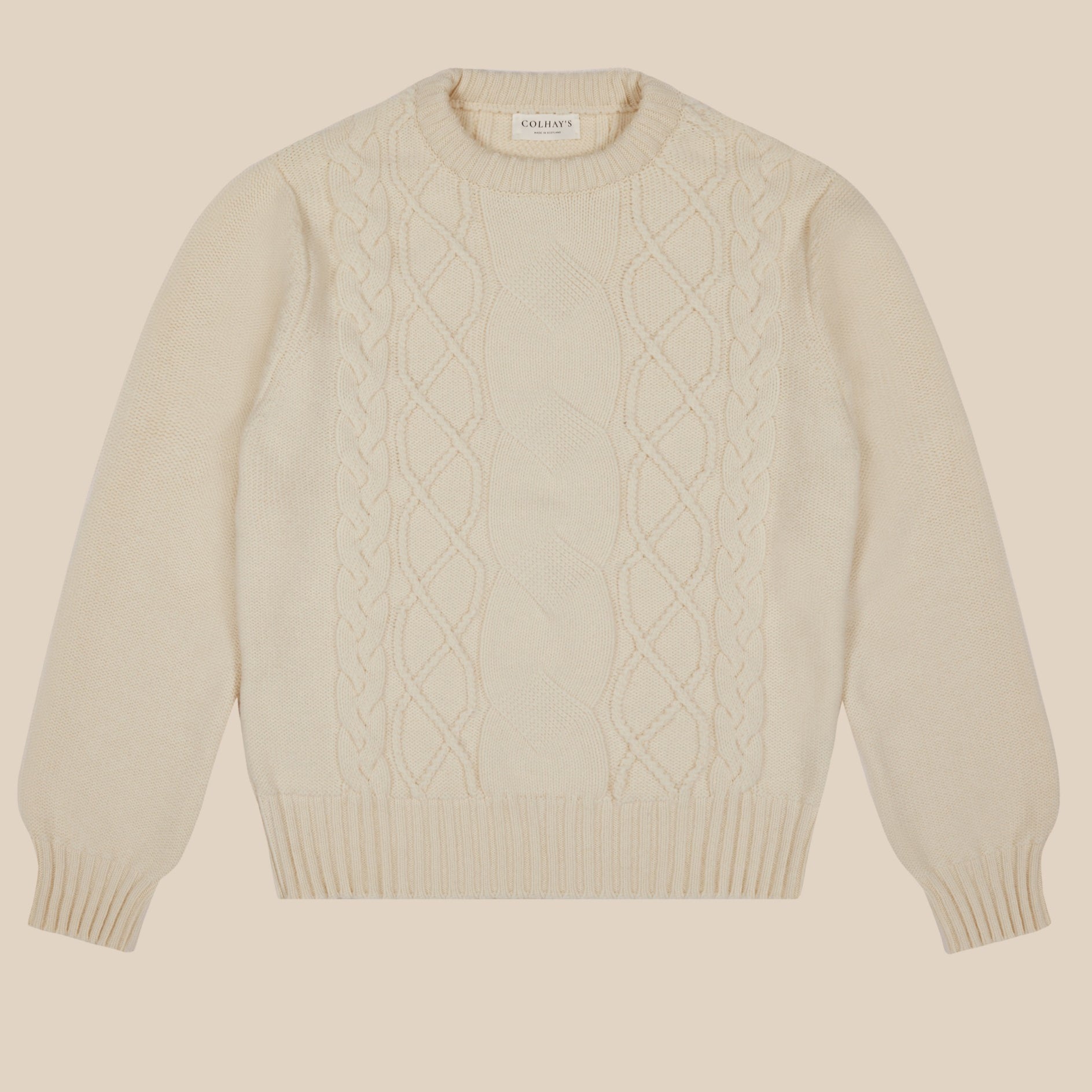 Cashmere Wool Chalet Cable Sweater in Cream – Colhay's