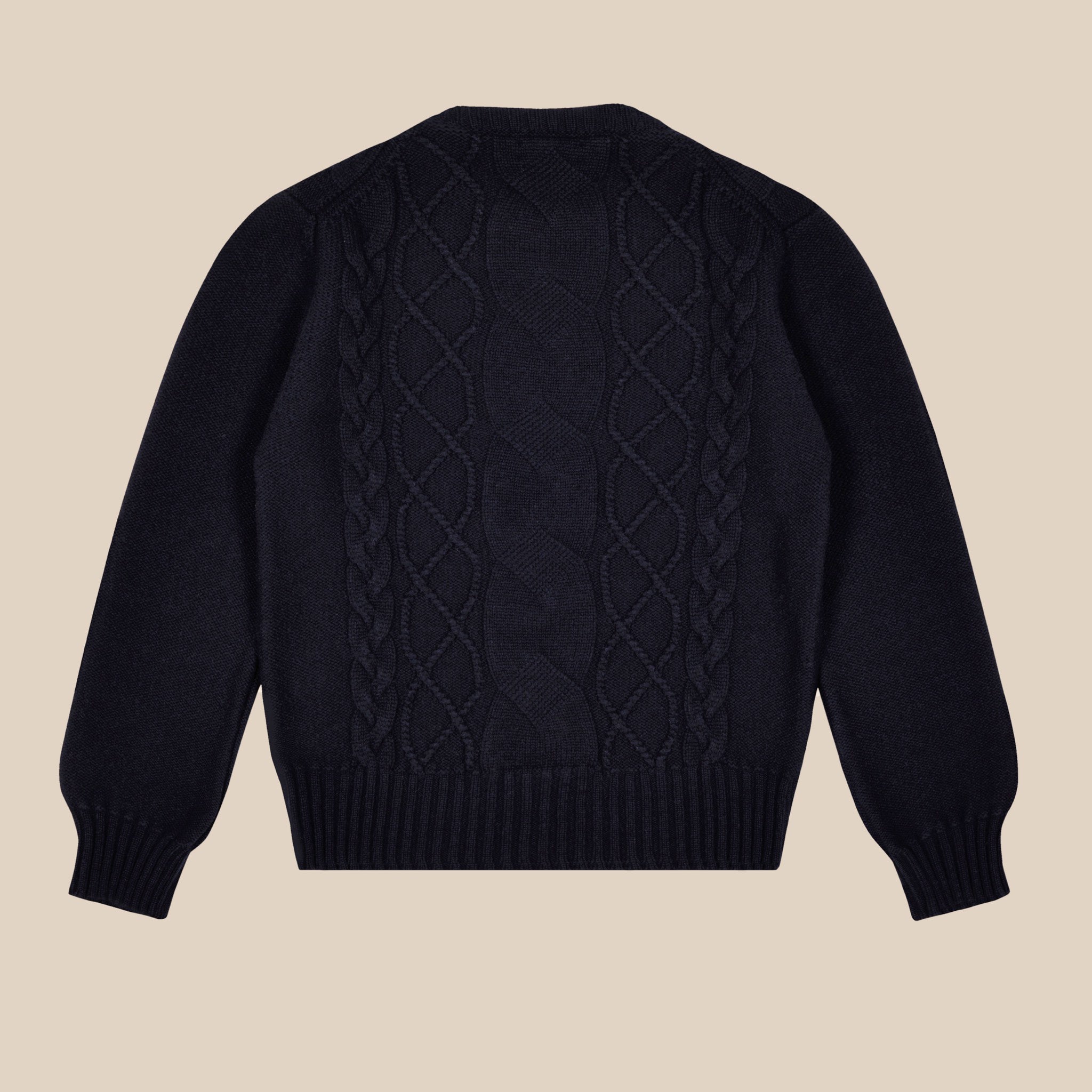 Cashmere Wool Chalet Cable Sweater in Navy – Colhay's