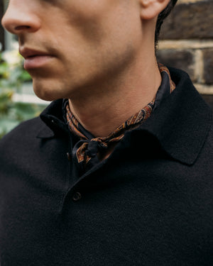 Cashmere polo shirt in black