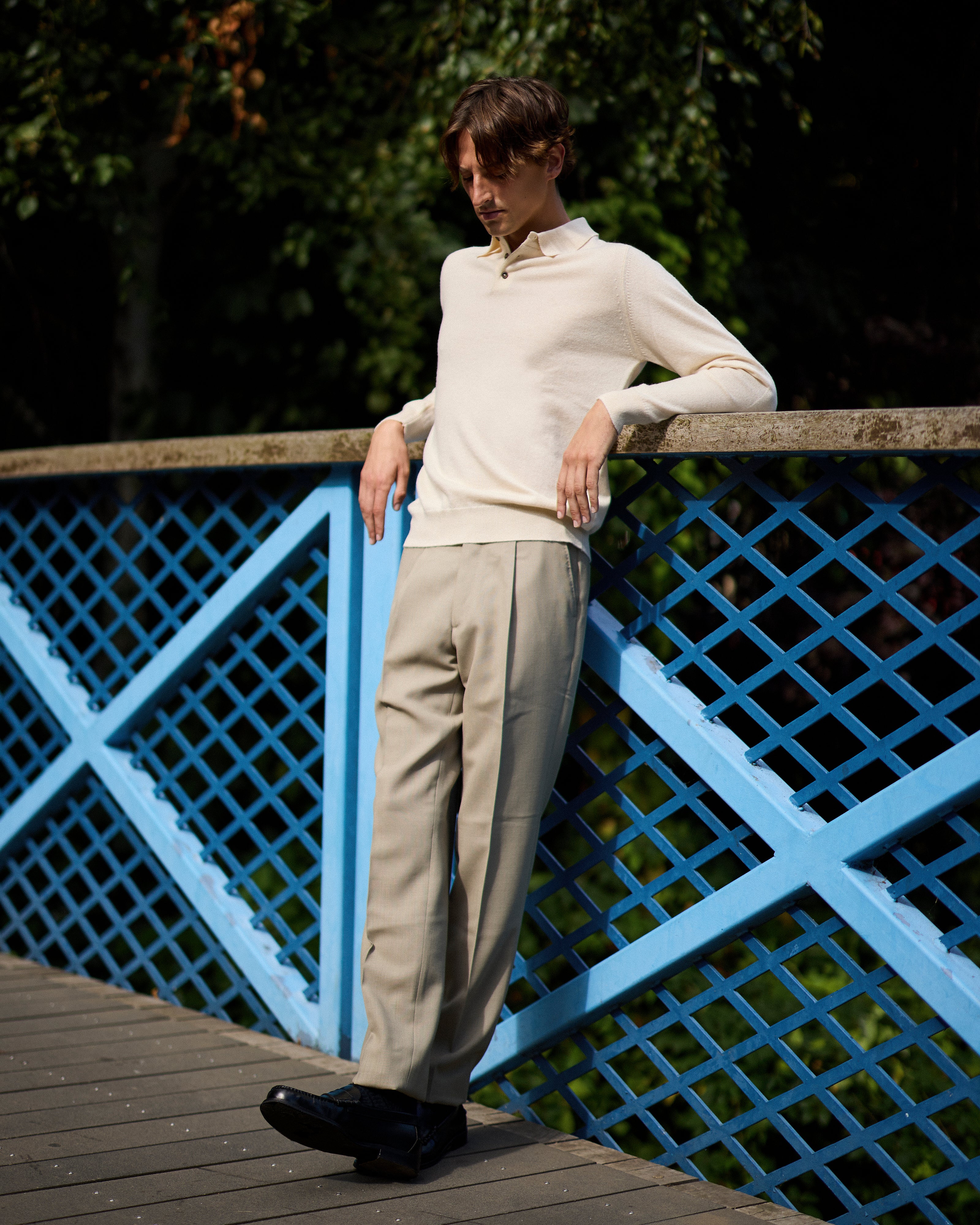Cashmere polo shirt in cream