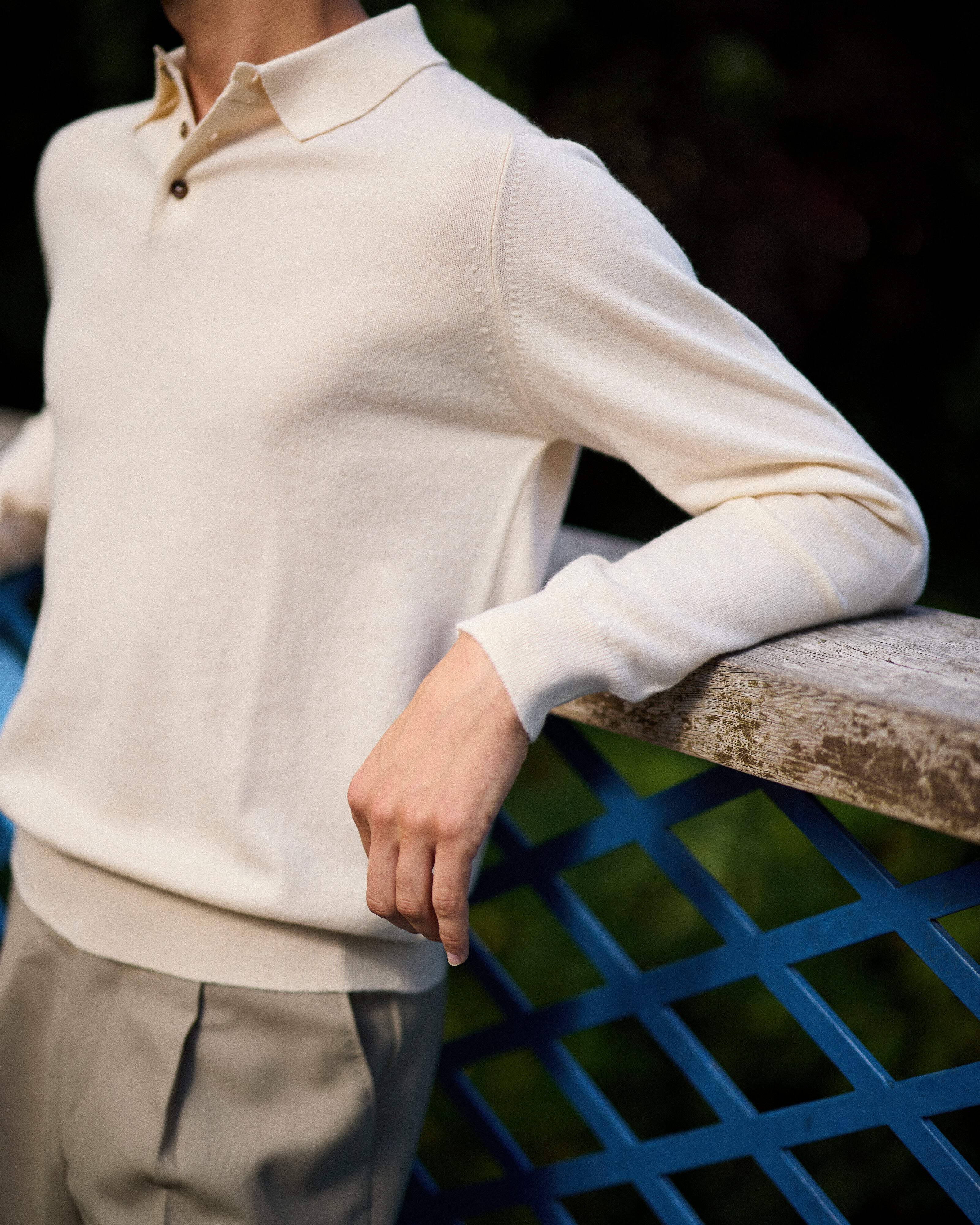 Cashmere polo shirt in cream