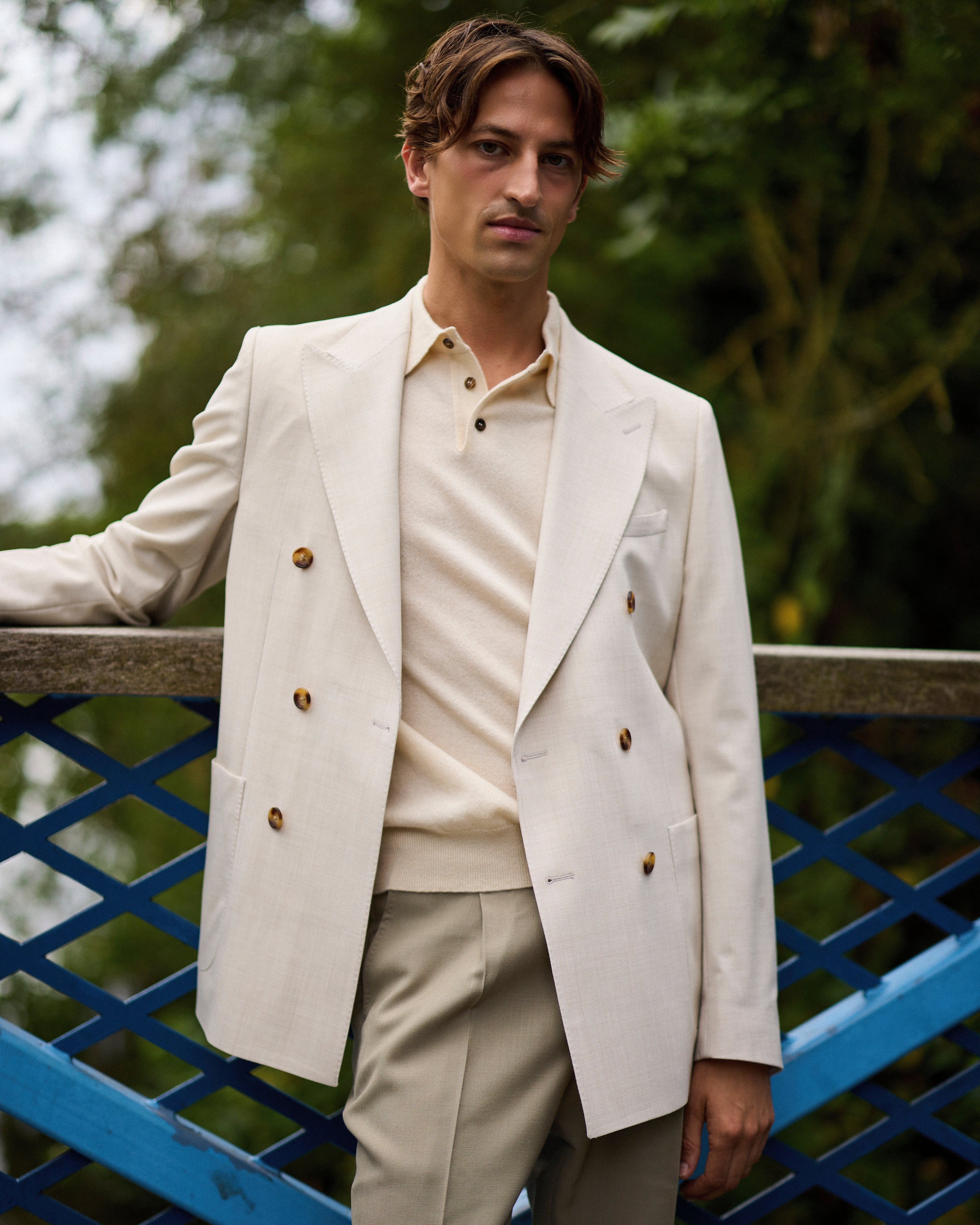 Cashmere polo shirt in cream