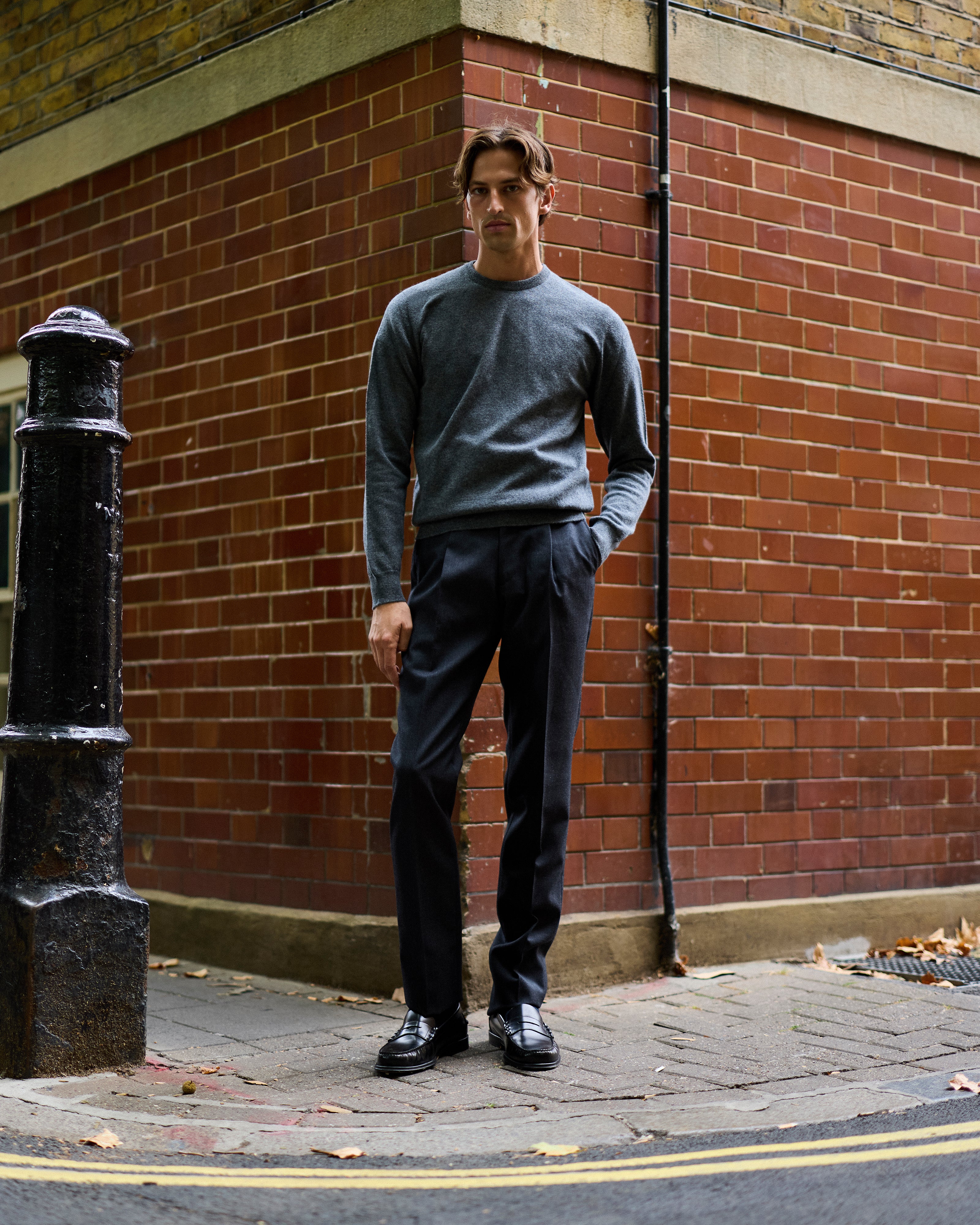 Cashmere crew neck in grey mélange