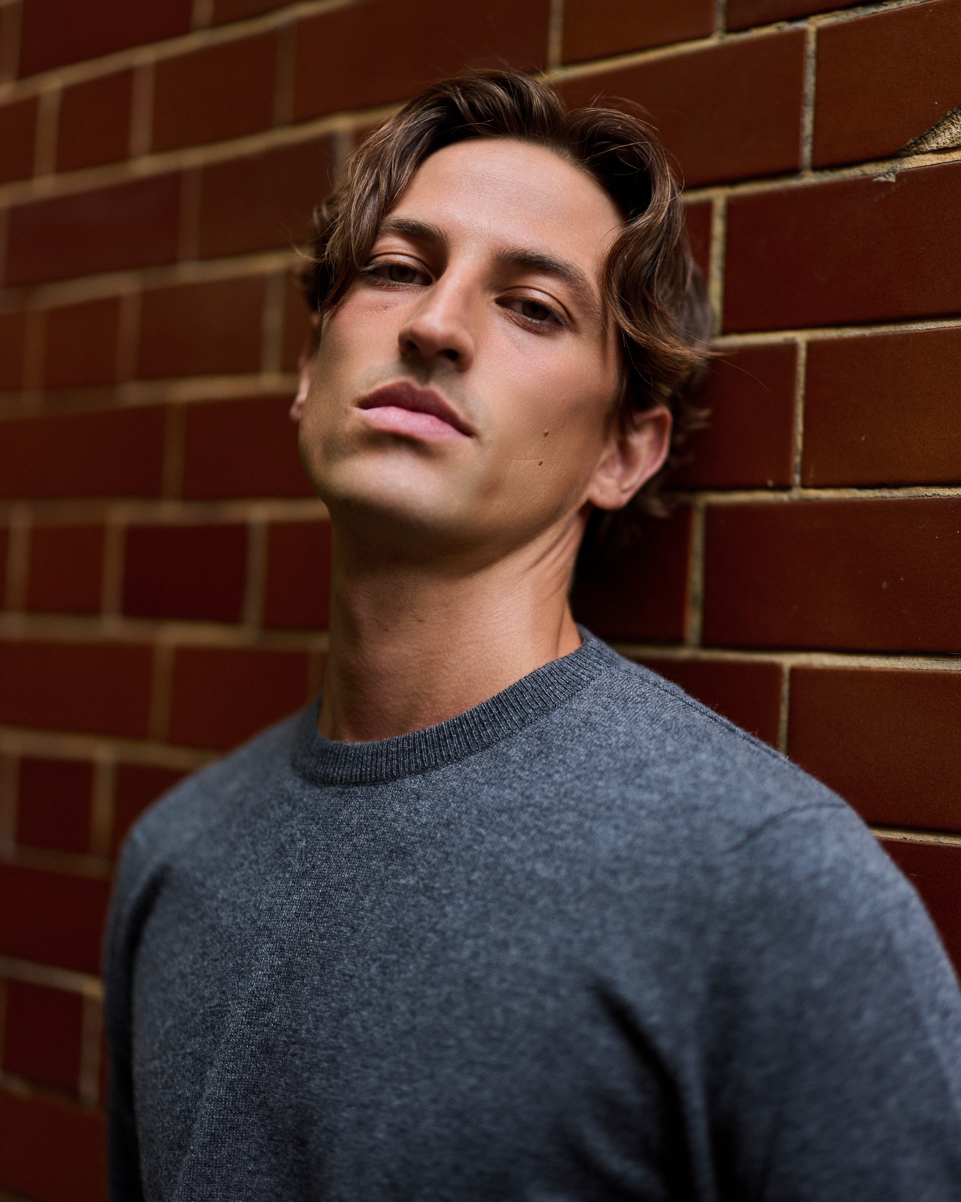 Cashmere crew neck in grey mélange