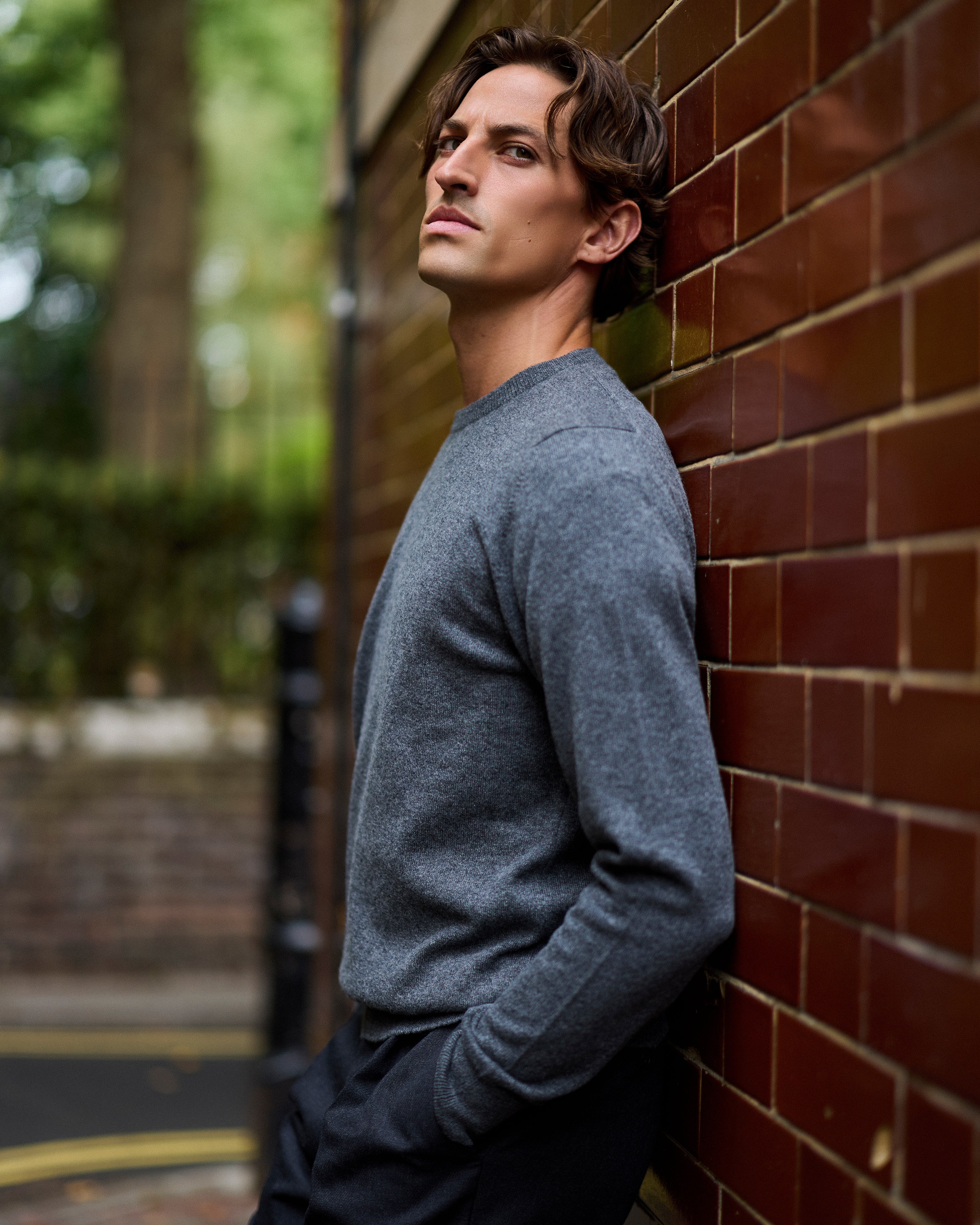 Cashmere crew neck in grey mélange