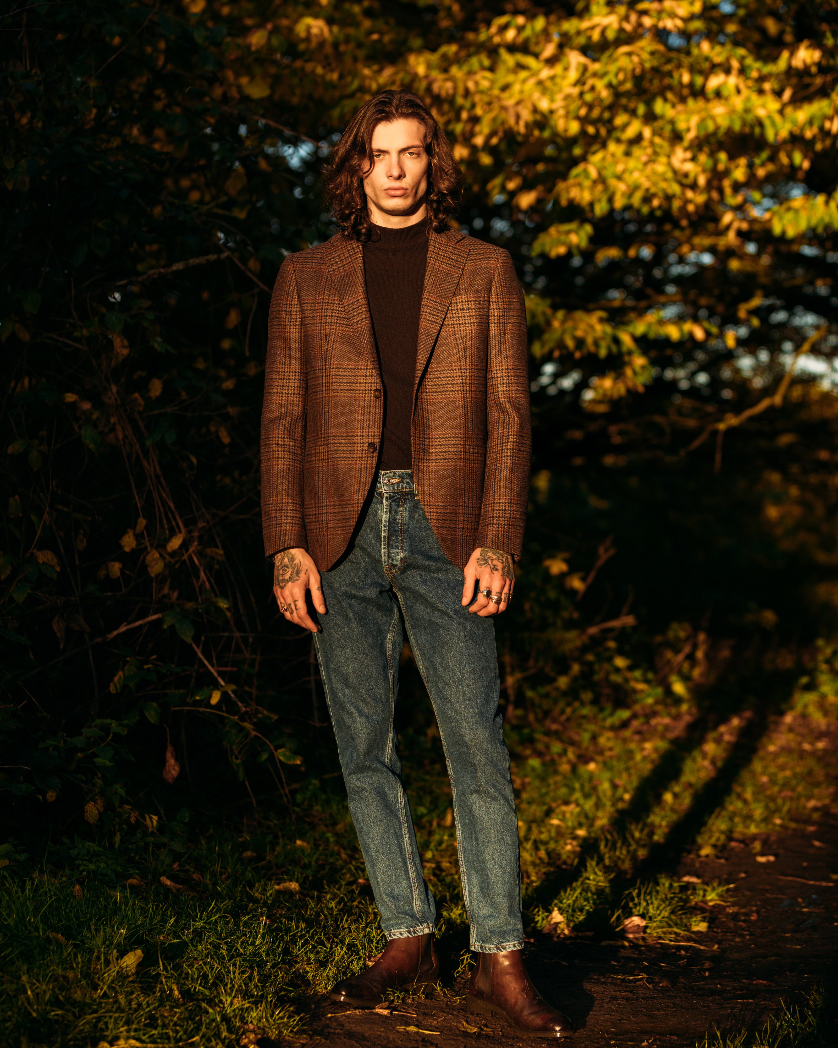 Superfine lambswool mock neck in dark brown