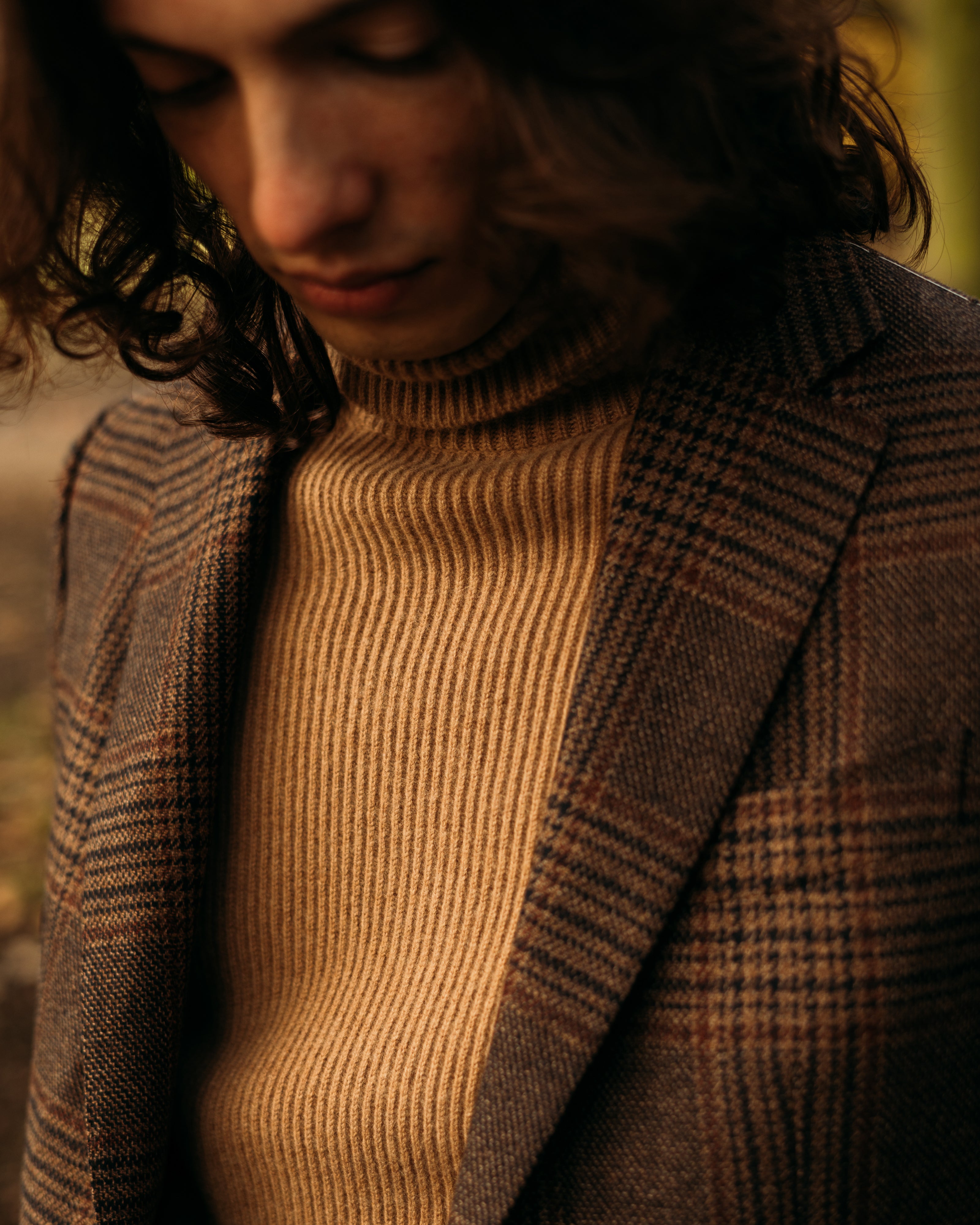 Cashmere ribbed submariner rollneck in camel