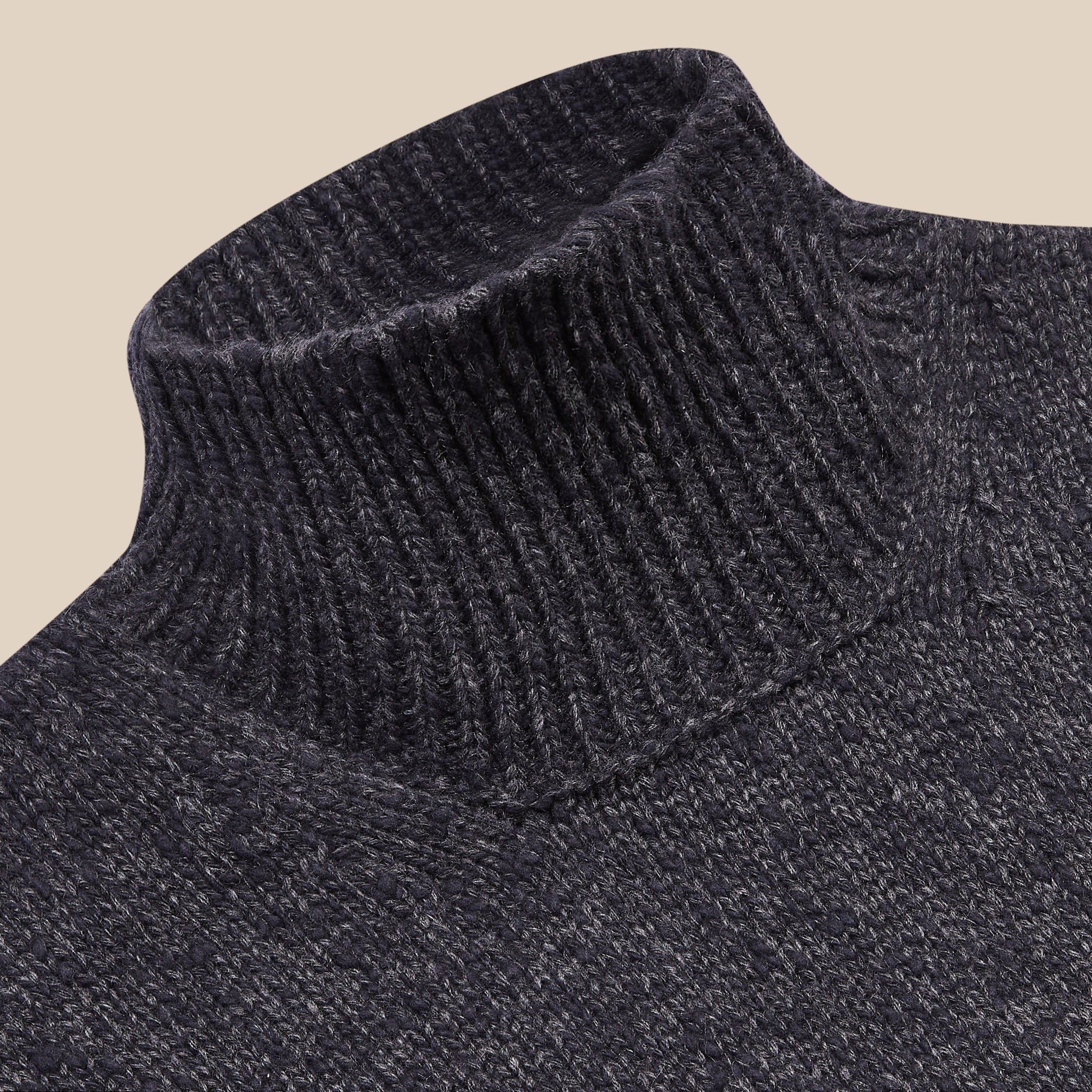 Cashmere wool captain's funnel neck sweater in charcoal