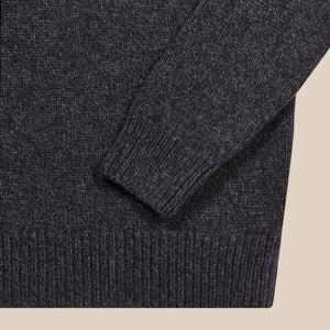 Cashmere wool captain's funnel neck sweater in charcoal