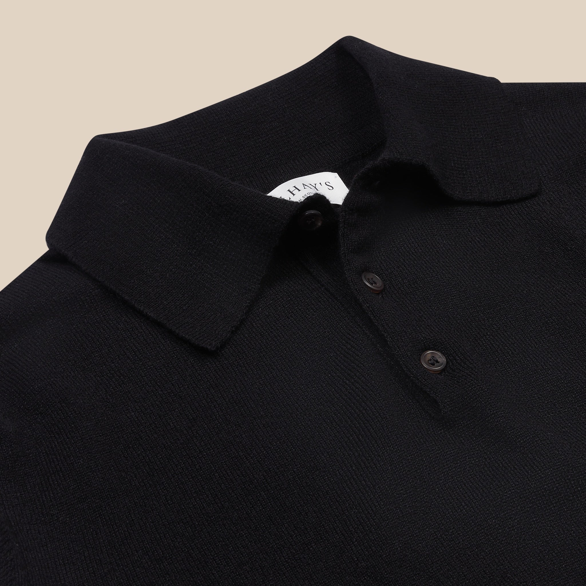 Cashmere polo shirt in black