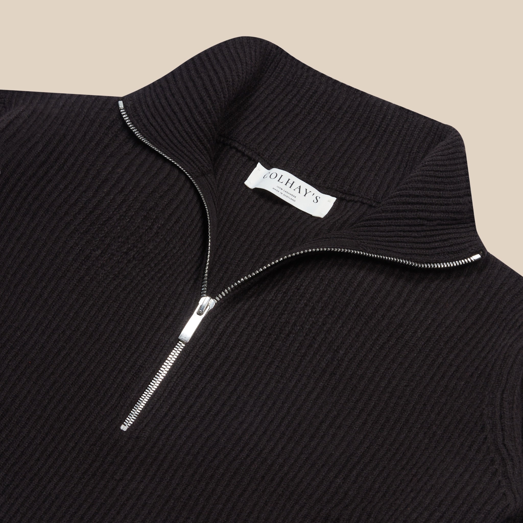 Cashmere alpine half zip sweater in dark brown