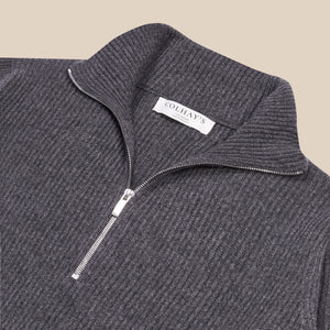 Cashmere alpine half zip sweater in grey mélange