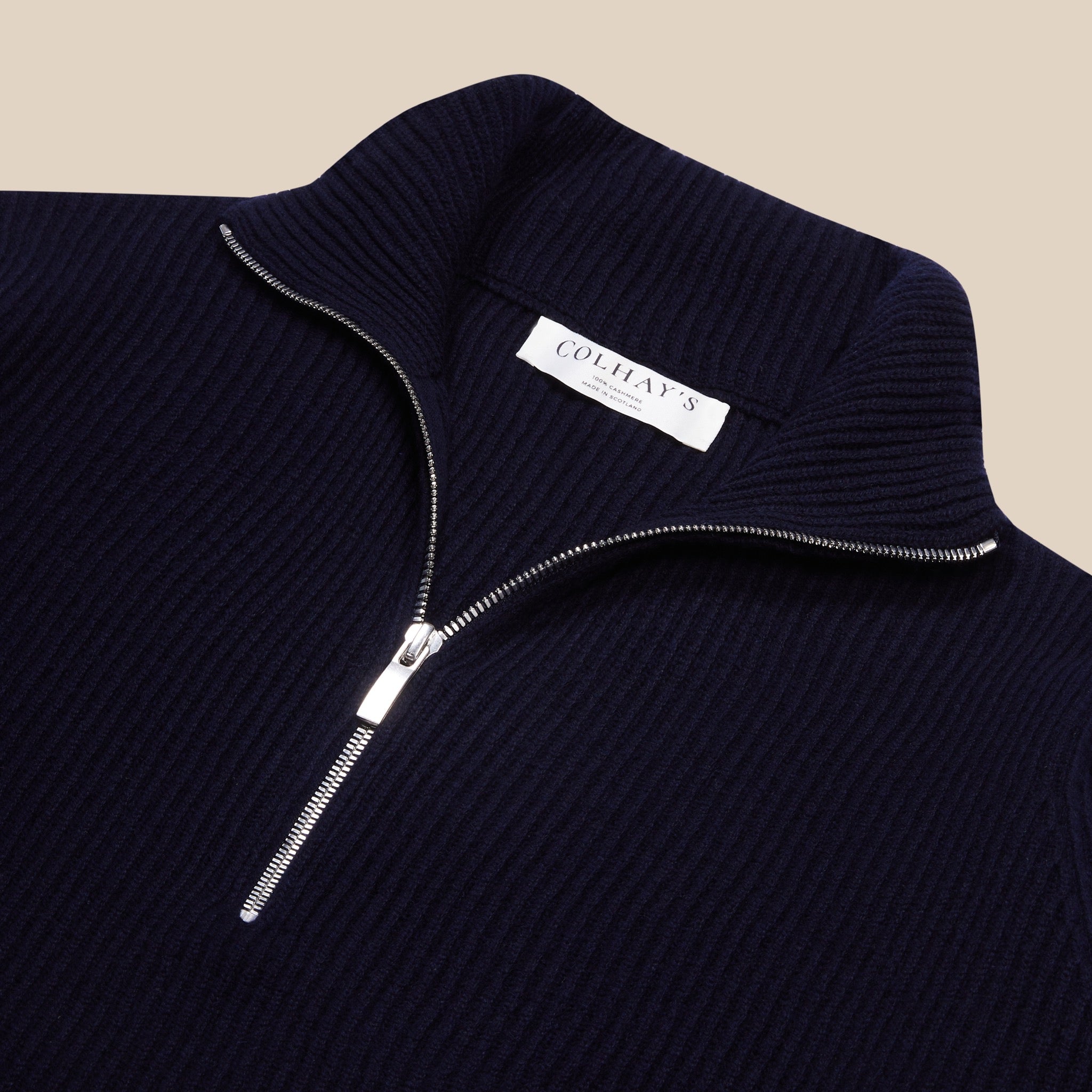 Cashmere alpine half zip sweater in navy – Colhay's