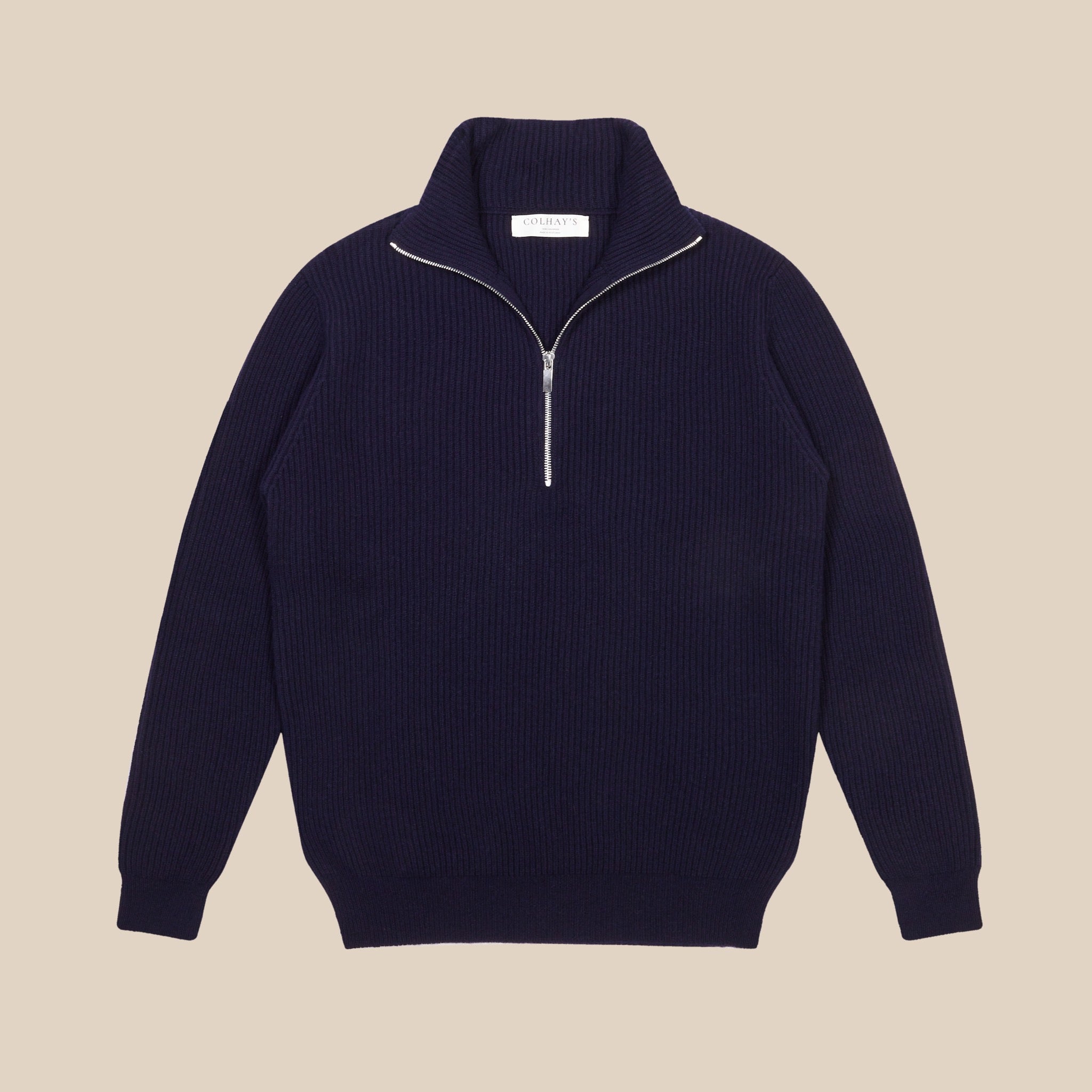Cashmere alpine half zip sweater in navy – Colhay's