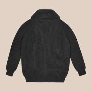 Superfine lambswool shawl collar cardigan in charcoal