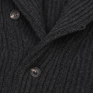 Superfine lambswool shawl collar cardigan in charcoal