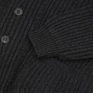 Superfine lambswool shawl collar cardigan in charcoal