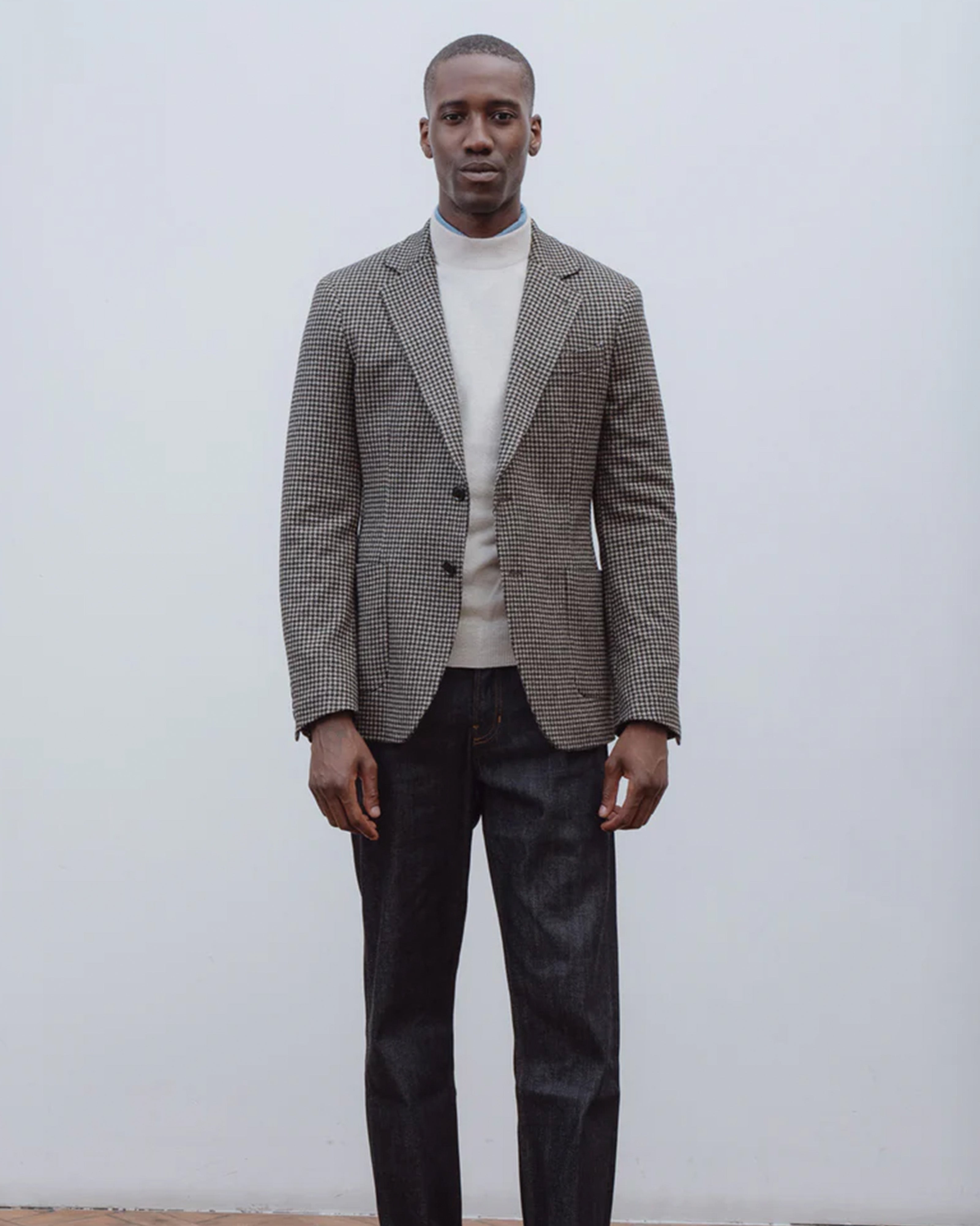 Superfine lambswool mock neck in oatmeal