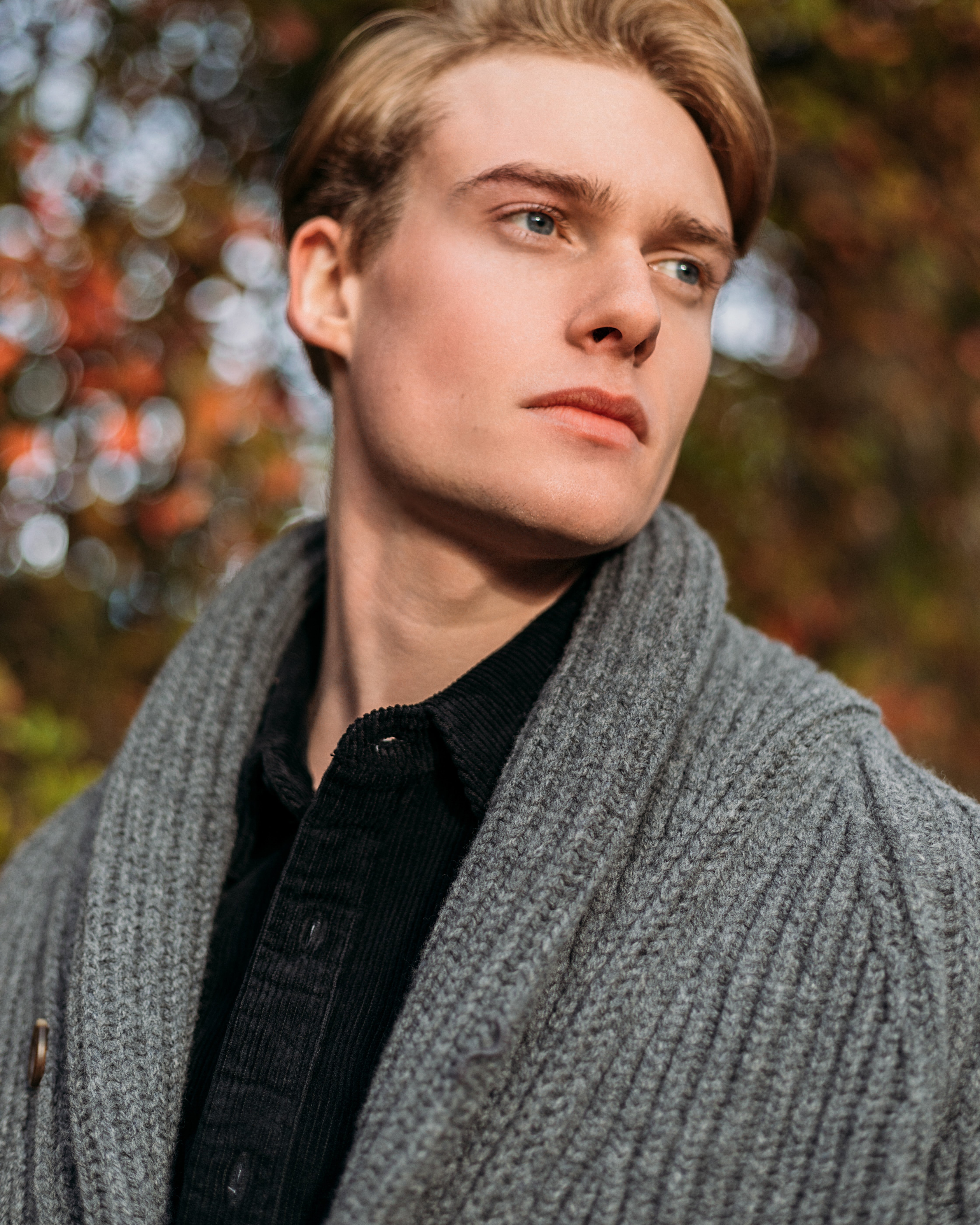 Superfine lambswool shawl collar cardigan in grey mélange