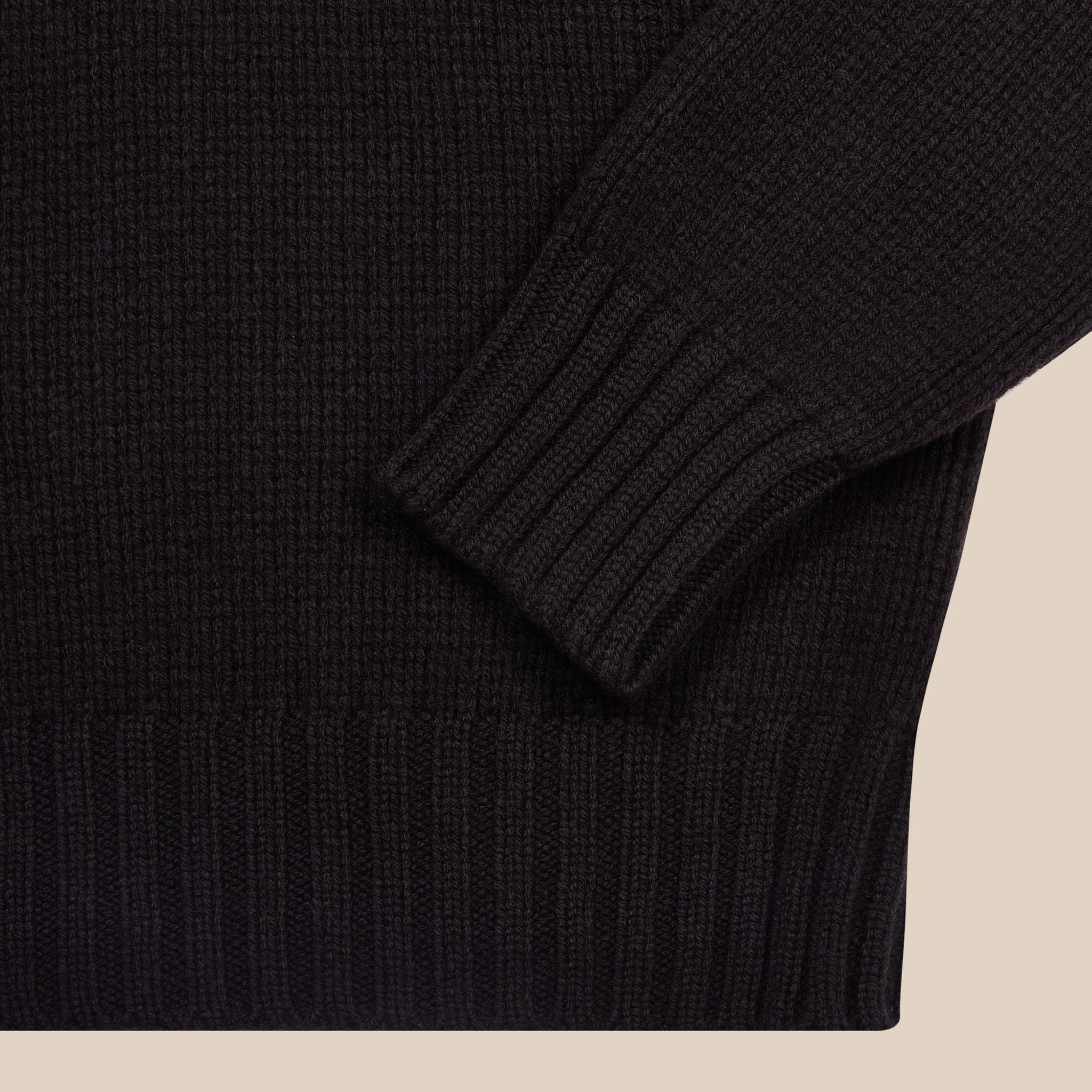 Superfine lambswool rugby shawl sweater in dark brown