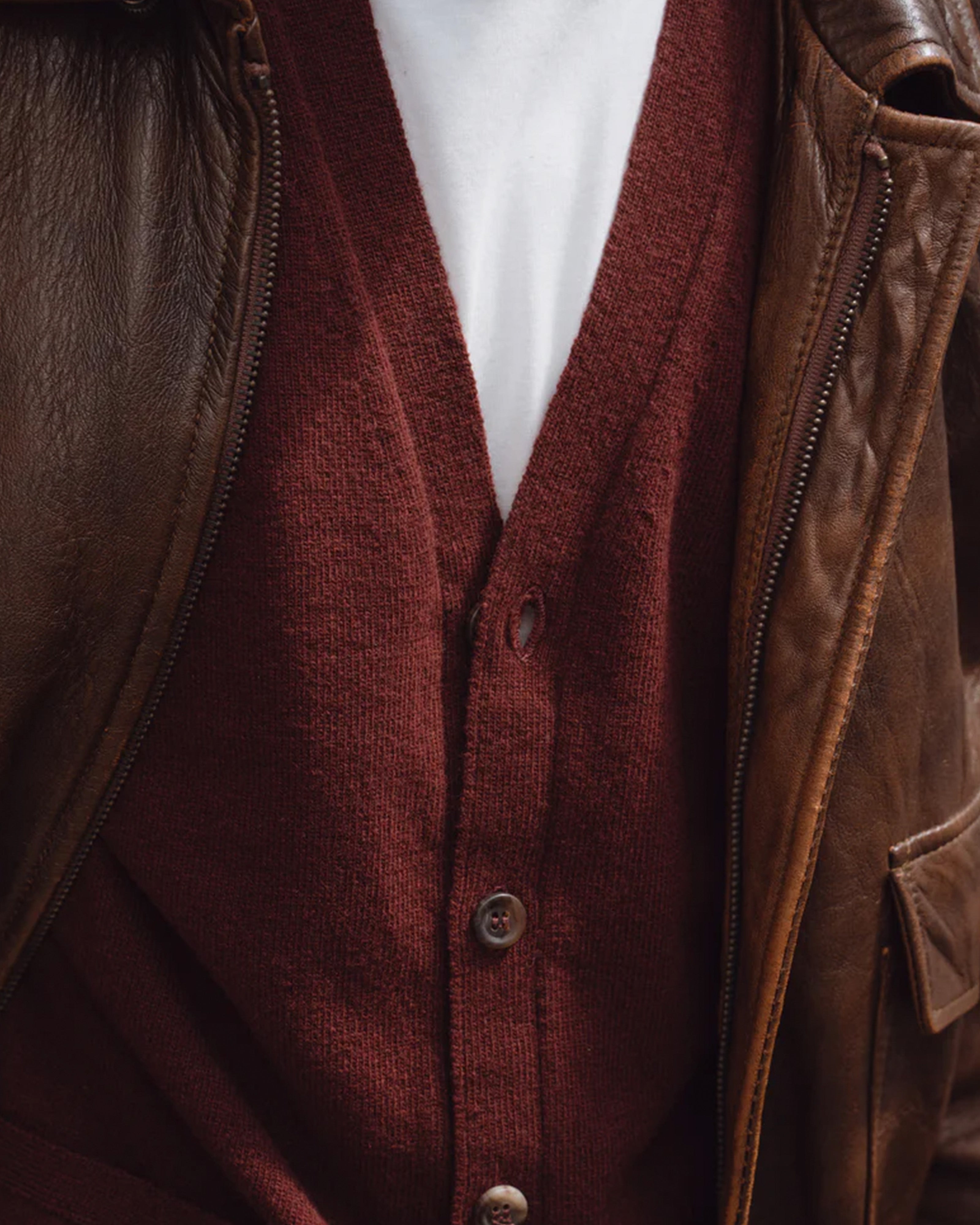 Superfine lambswool tennis cardigan in burgundy