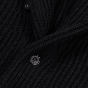 Superfine lambswool shawl collar cardigan in black