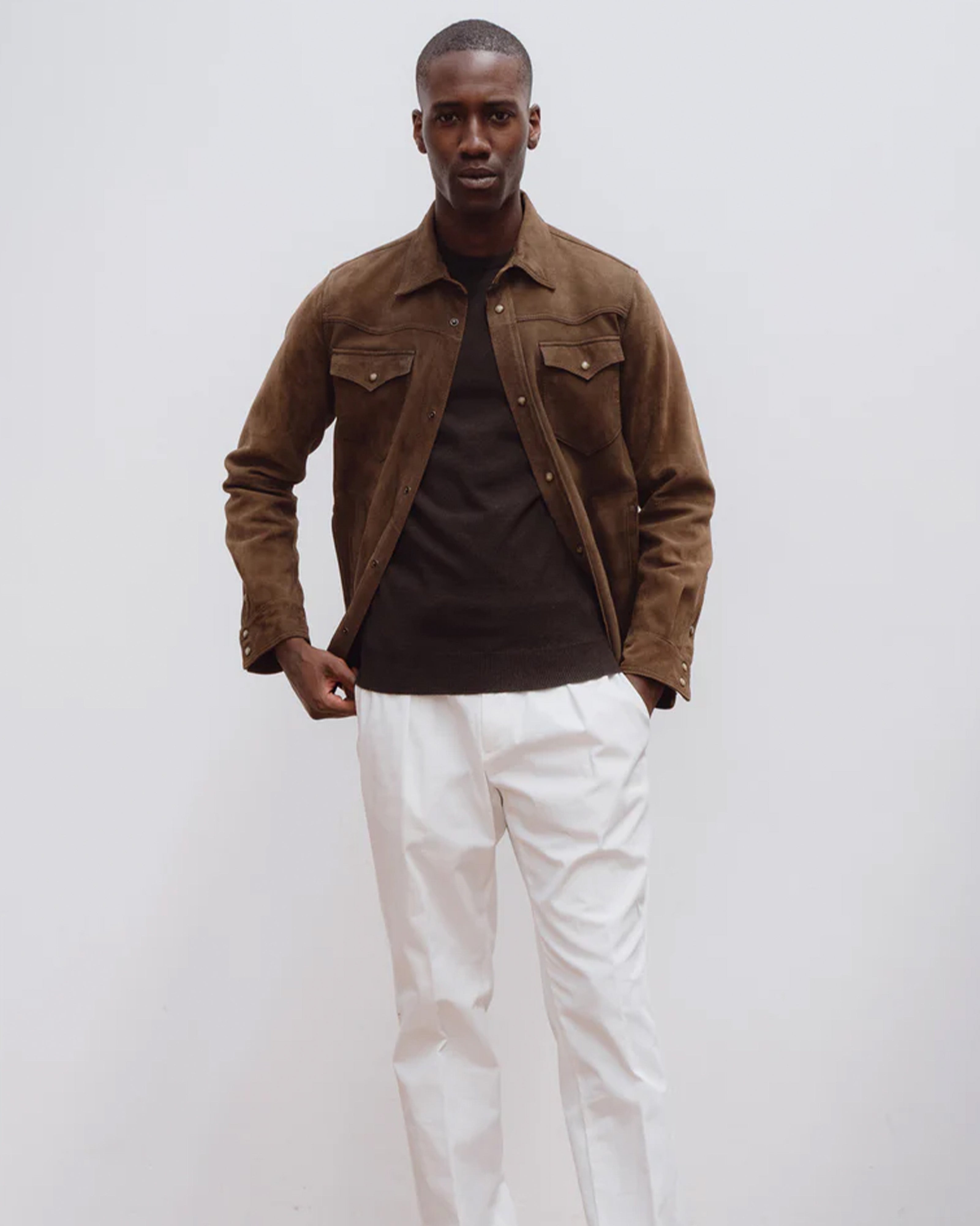 Cashmere crew neck in dark olive