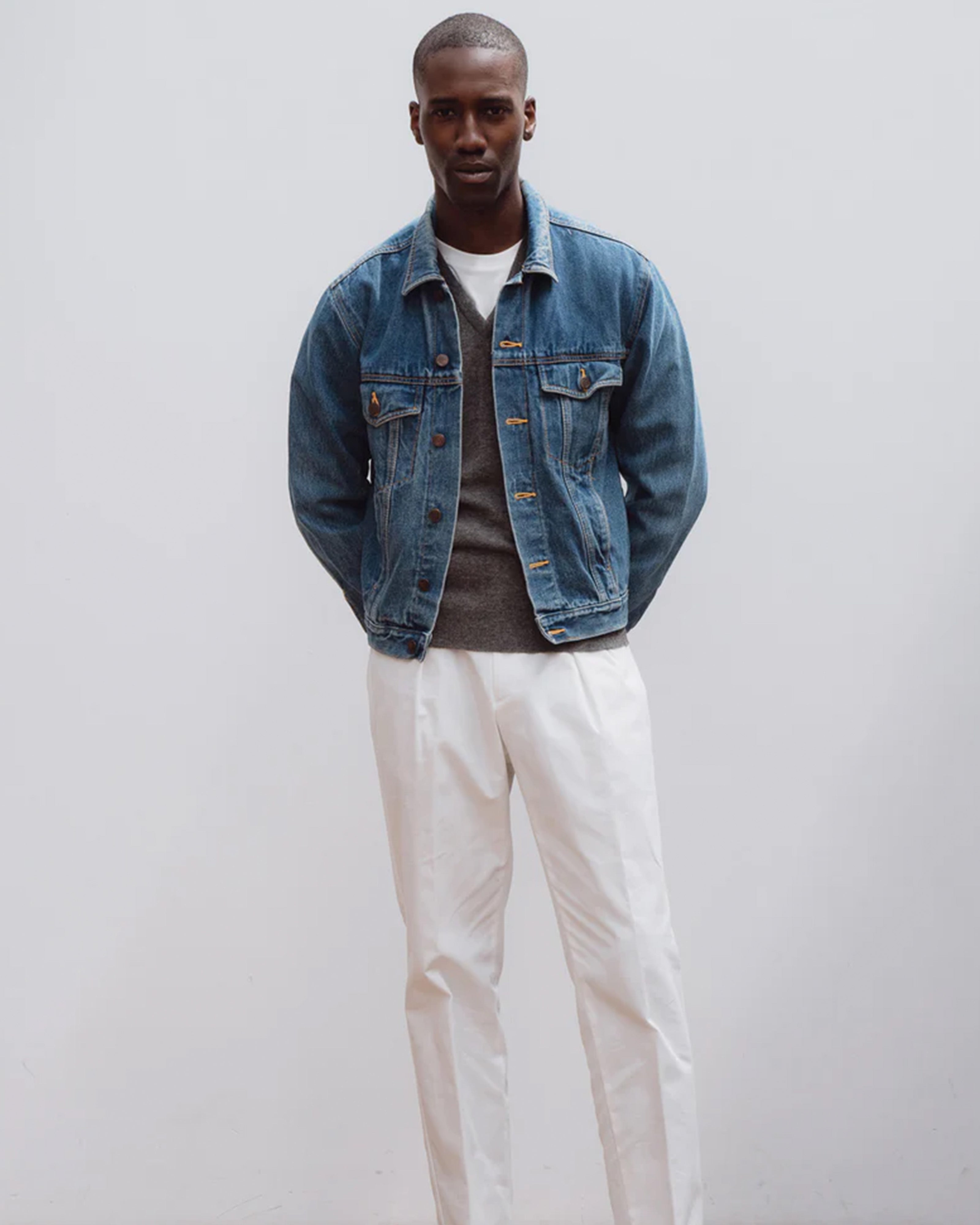 Superfine lambswool v neck in grey mélange