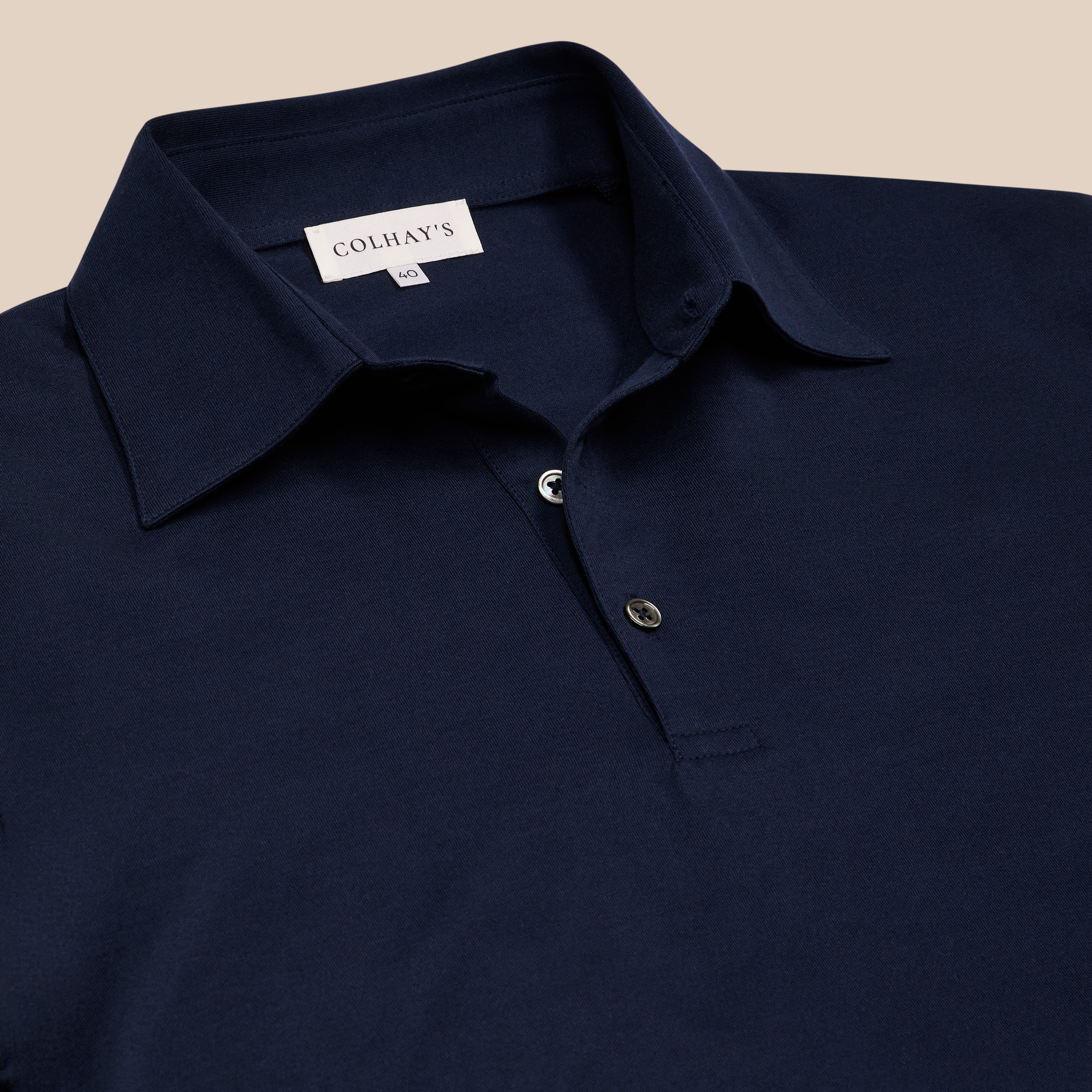 Extra-long Staple Cotton Coach Polo in Navy