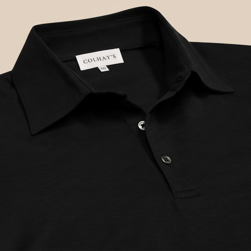 Extra-long Staple Cotton Coach Polo in Black