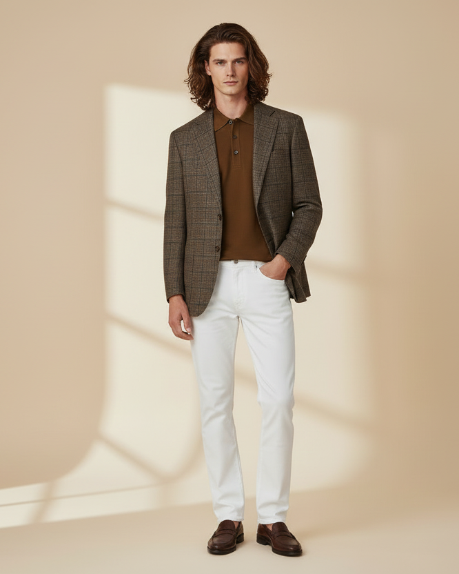 Extra-long Staple Cotton Coach Polo in Brown