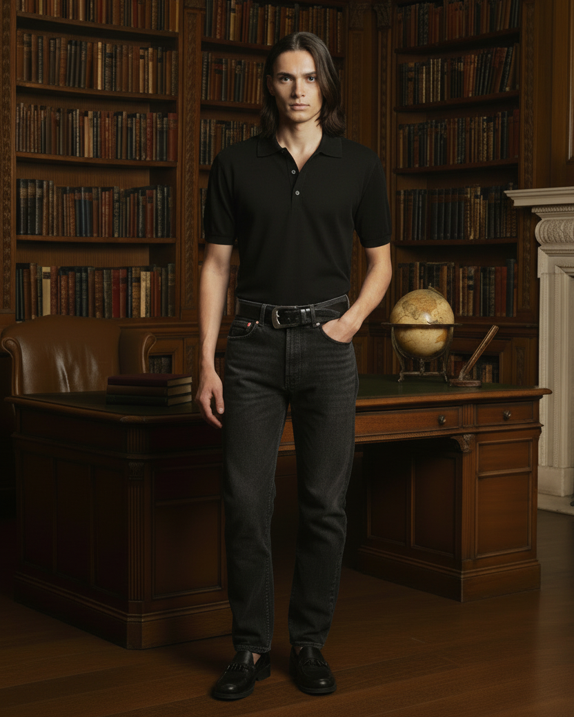 Extra-long Staple Cotton Coach Polo in Black