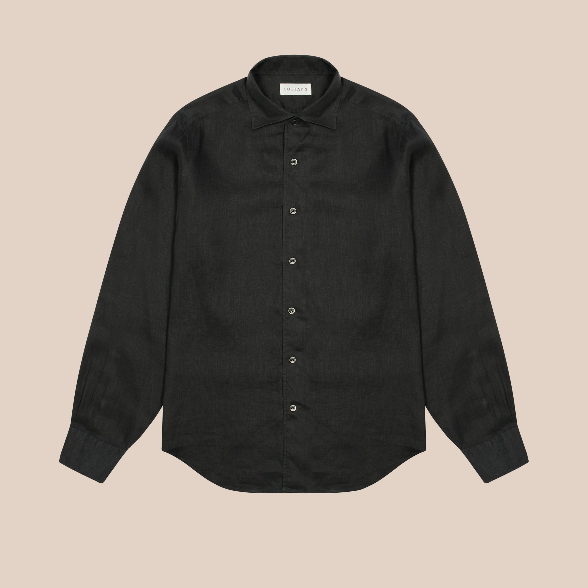 French linen one piece collar riviera shirt in dark olive