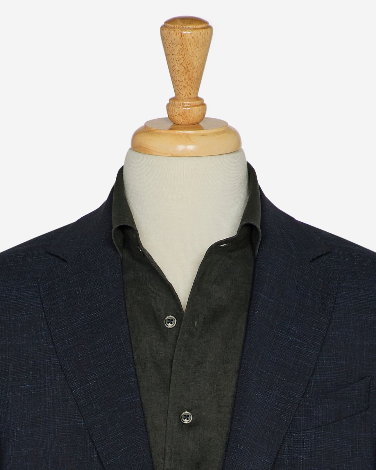 French linen one piece collar riviera shirt in dark olive