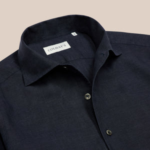 French linen one piece collar riviera shirt in navy