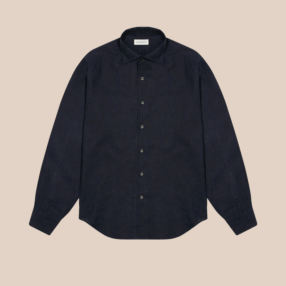 French Navy Embroidered Cotton Shirt Tops Bracelet Sleeve