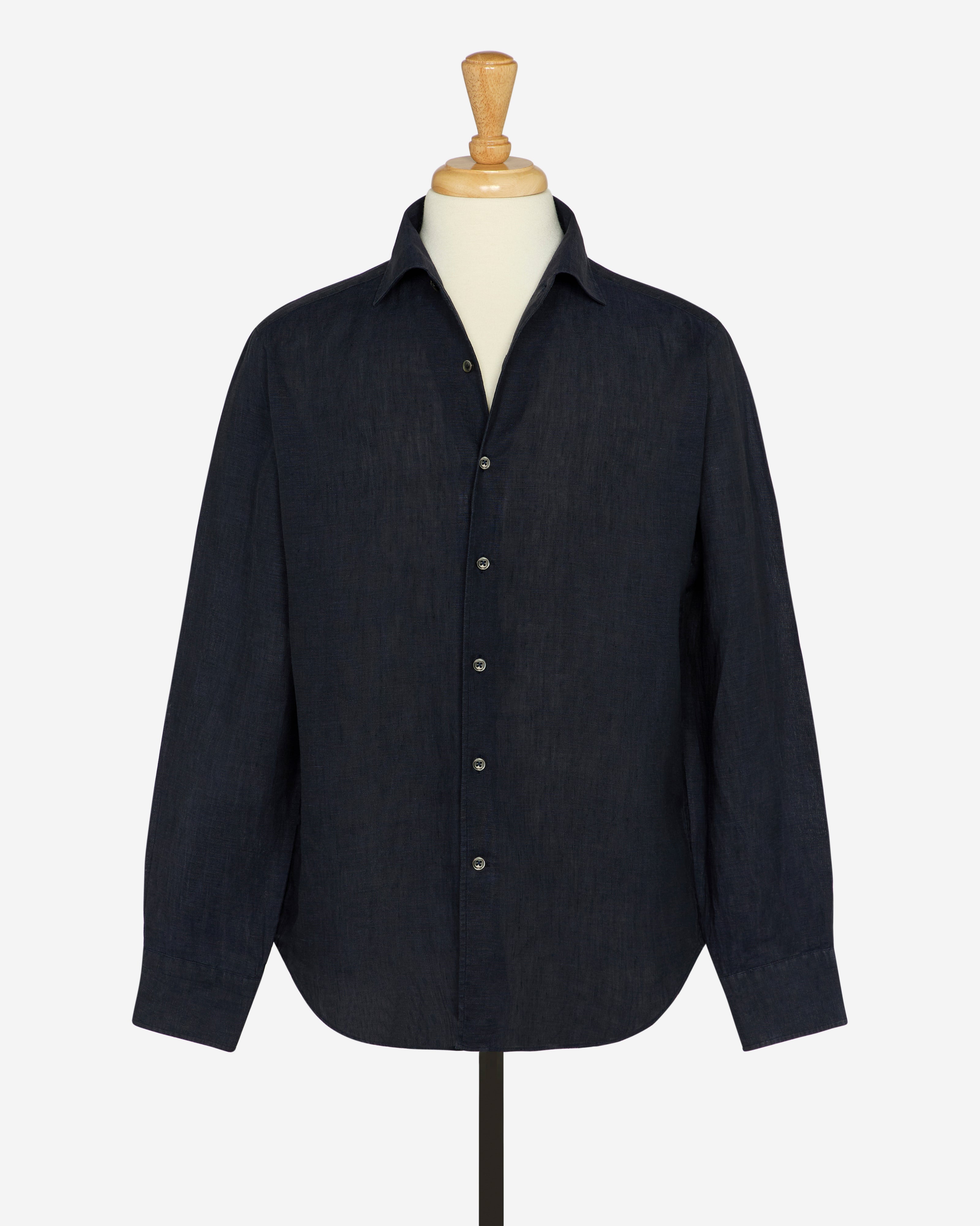 French linen one piece collar riviera shirt in navy