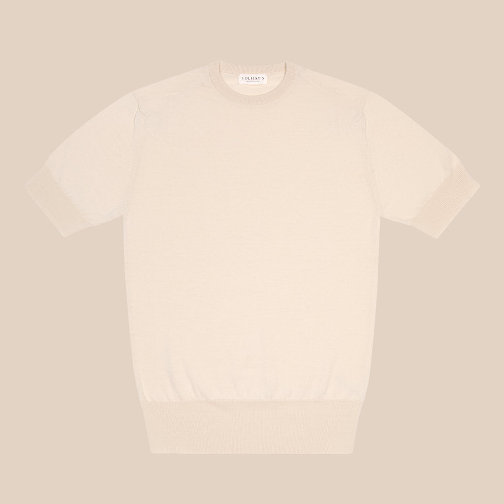 Merino sport shirt in vintage cream