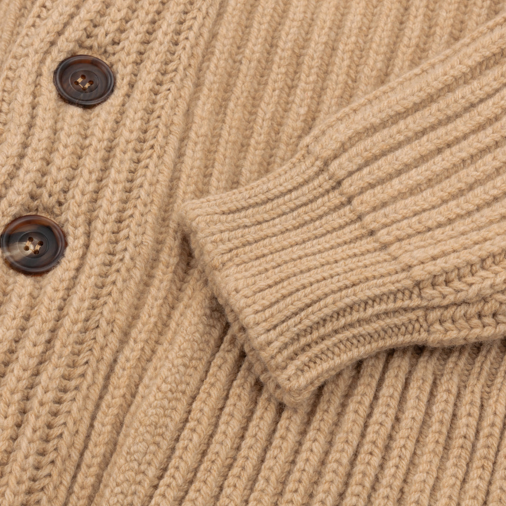 shawl collar wool cardigan