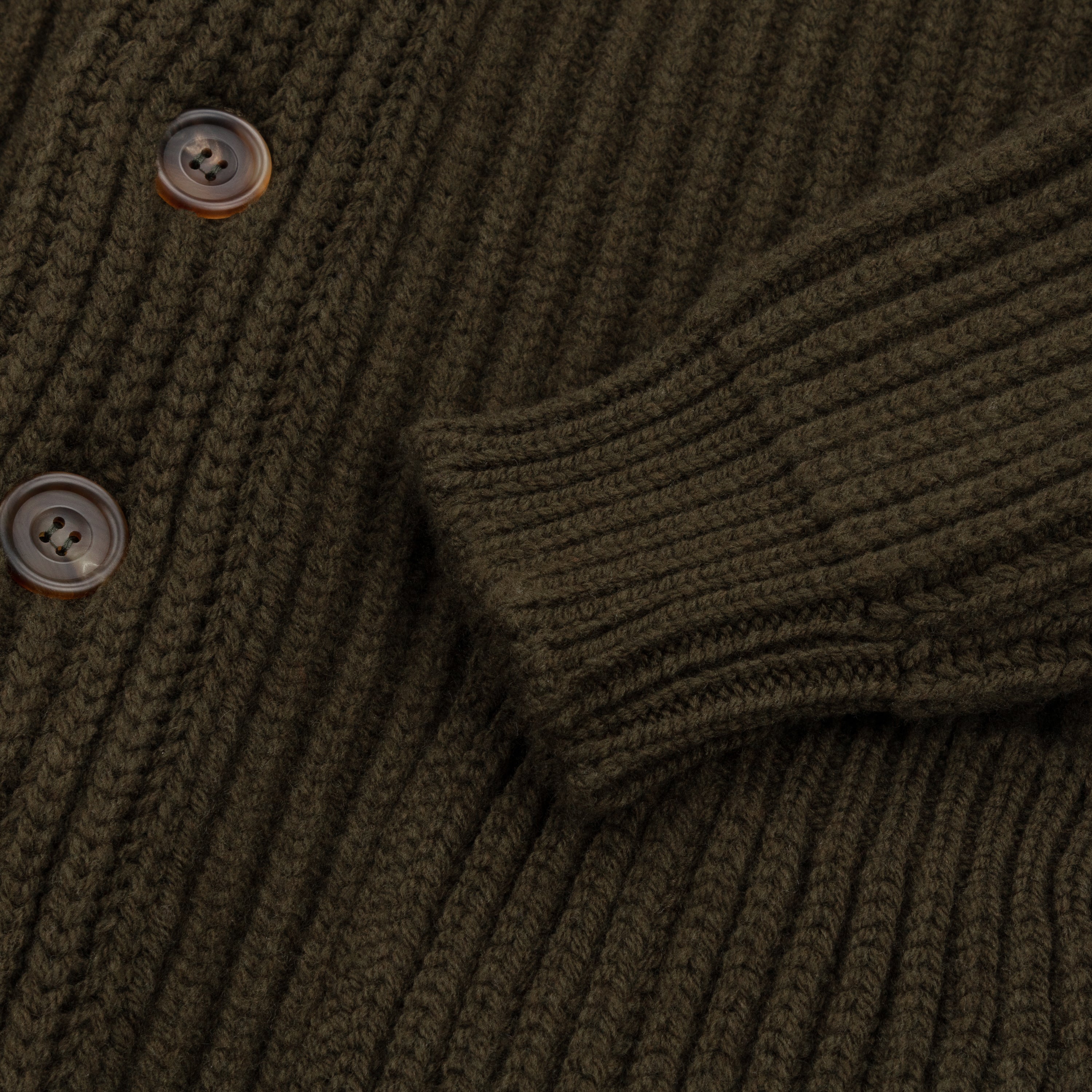 Superfine lambswool shawl collar cardigan in olive - Colhay's
