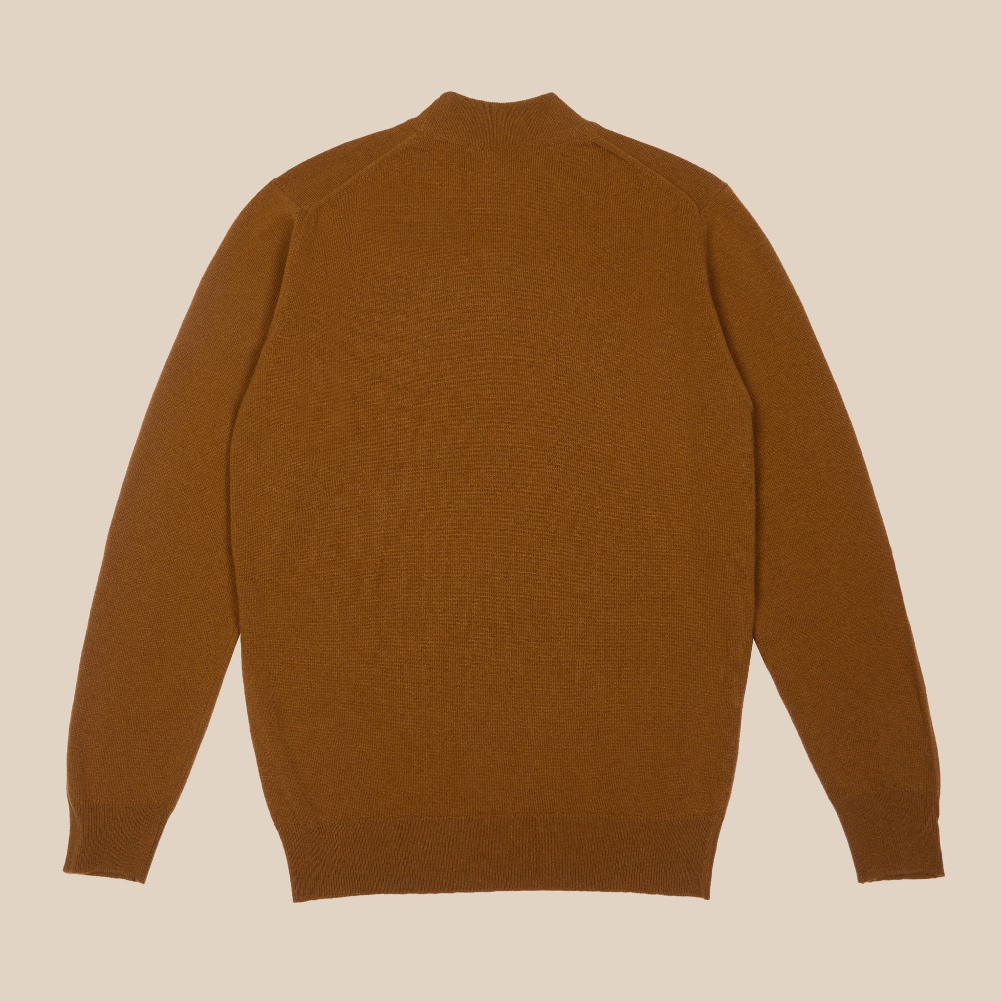 Men's Dark brown cotton and silk mock turtleneck pullover