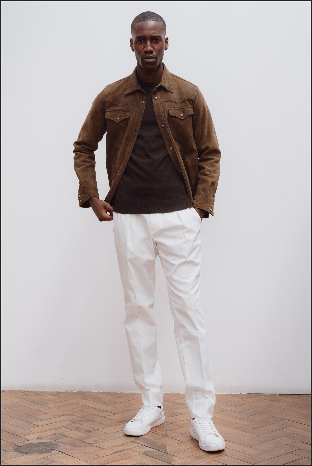 Cashmere crew neck in dark olive - Colhay's