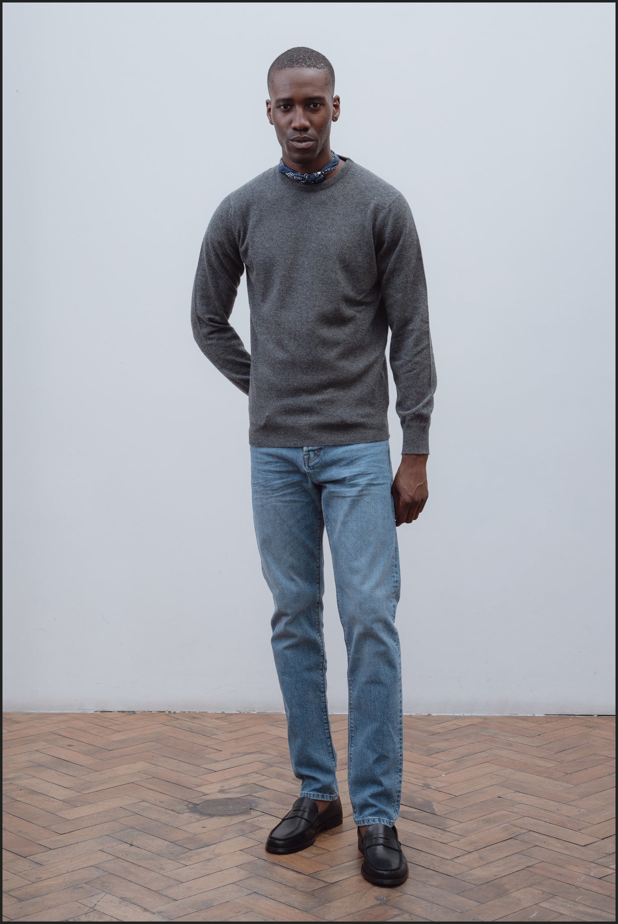 Cashmere crew neck in grey mélange - Colhay's