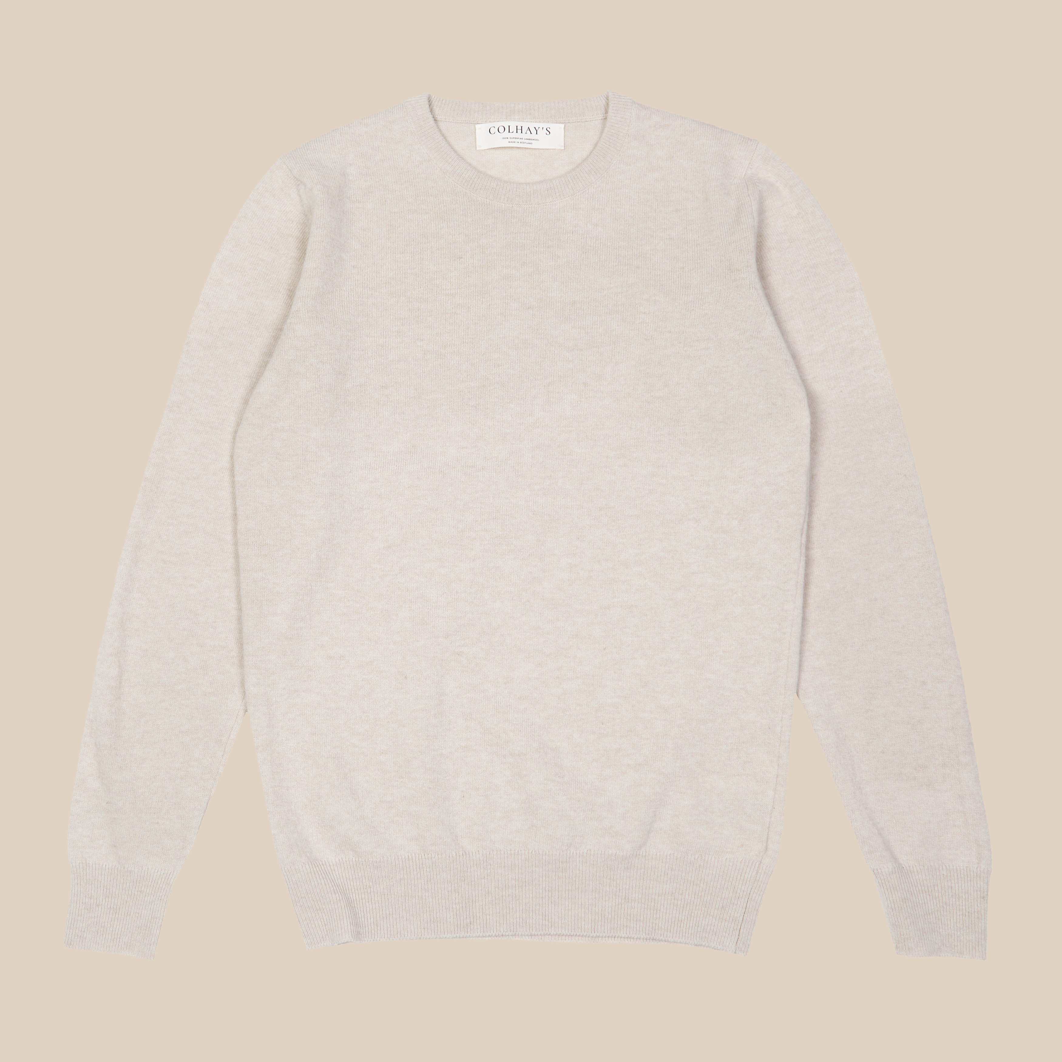 Superfine lambswool crew neck in oatmeal - Colhay's