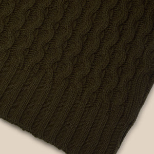 Superfine lambswool fisherman cable rollneck in olive - Colhay's