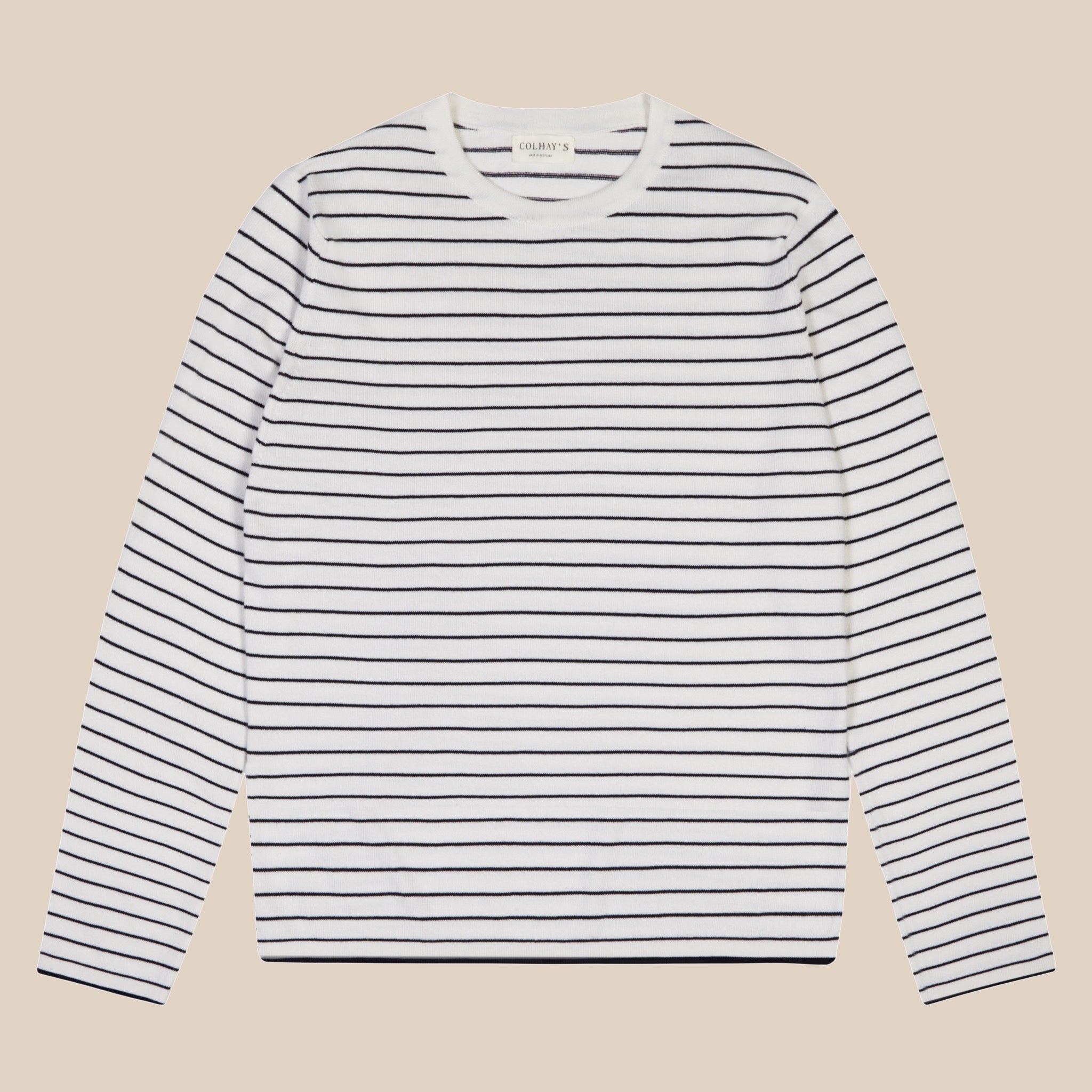 Cashmere Cotton Breton Stripe Sweater in Ecru and Navy – Colhay\'s
