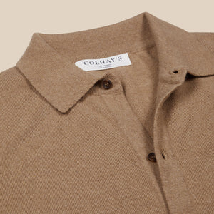 Cashmere shirt cardigan in camel