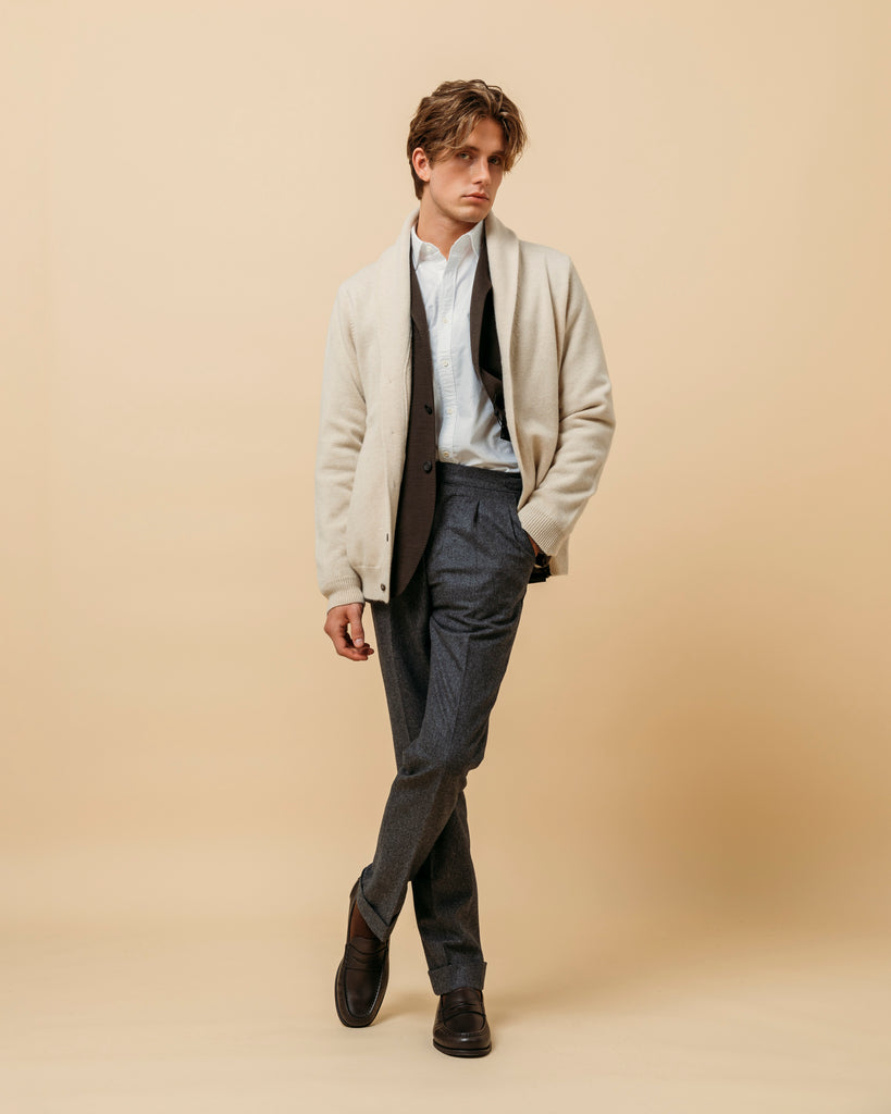 wills cashmere shawl collar cardigan