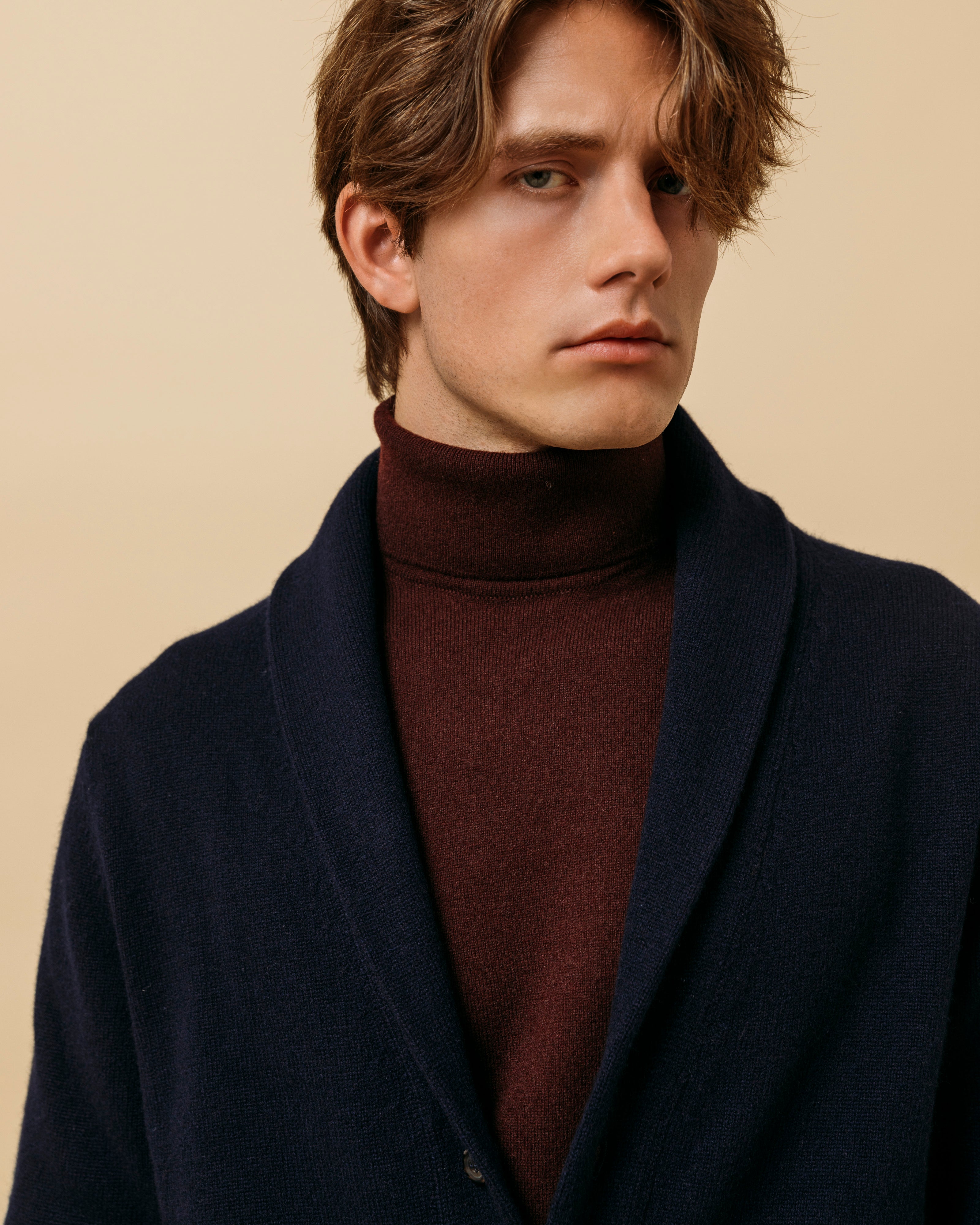 Cashmere Belmondo rollneck in wine