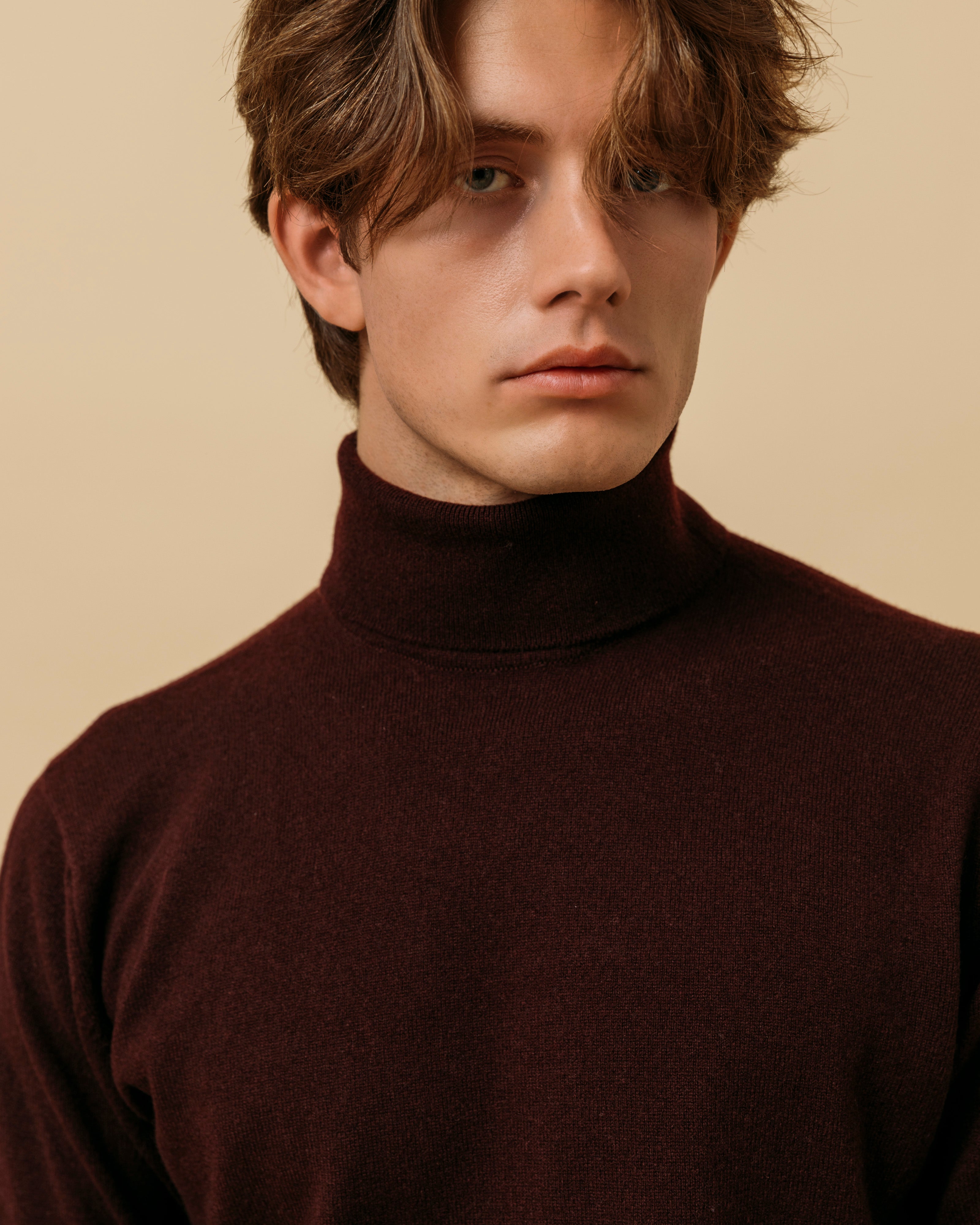 Cashmere Belmondo rollneck in wine